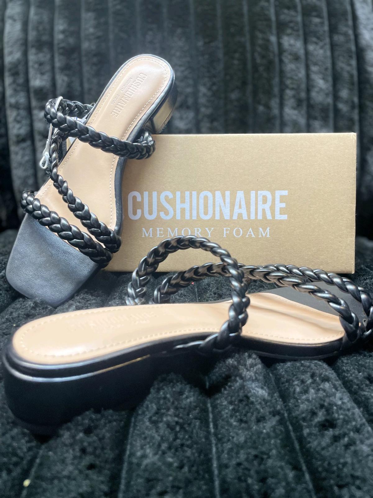 Black low heel sandals