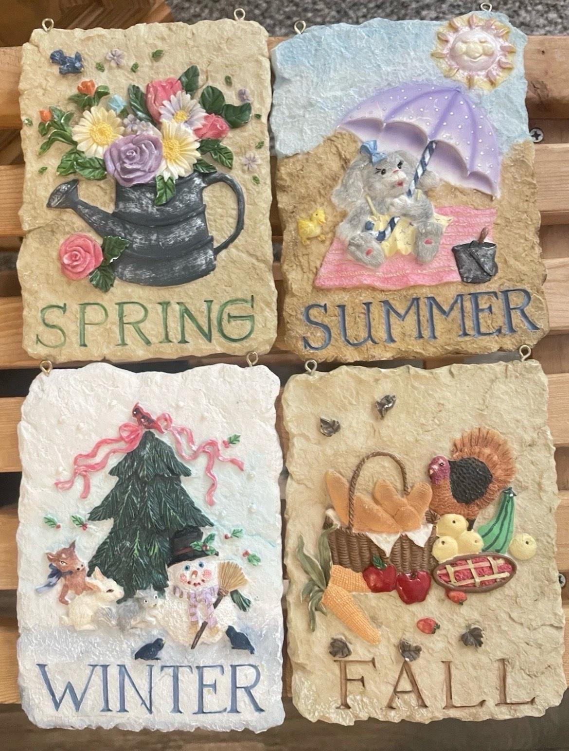 4 Seasons Ceramic Plaques Decor  Summer Spring Fall Winter
