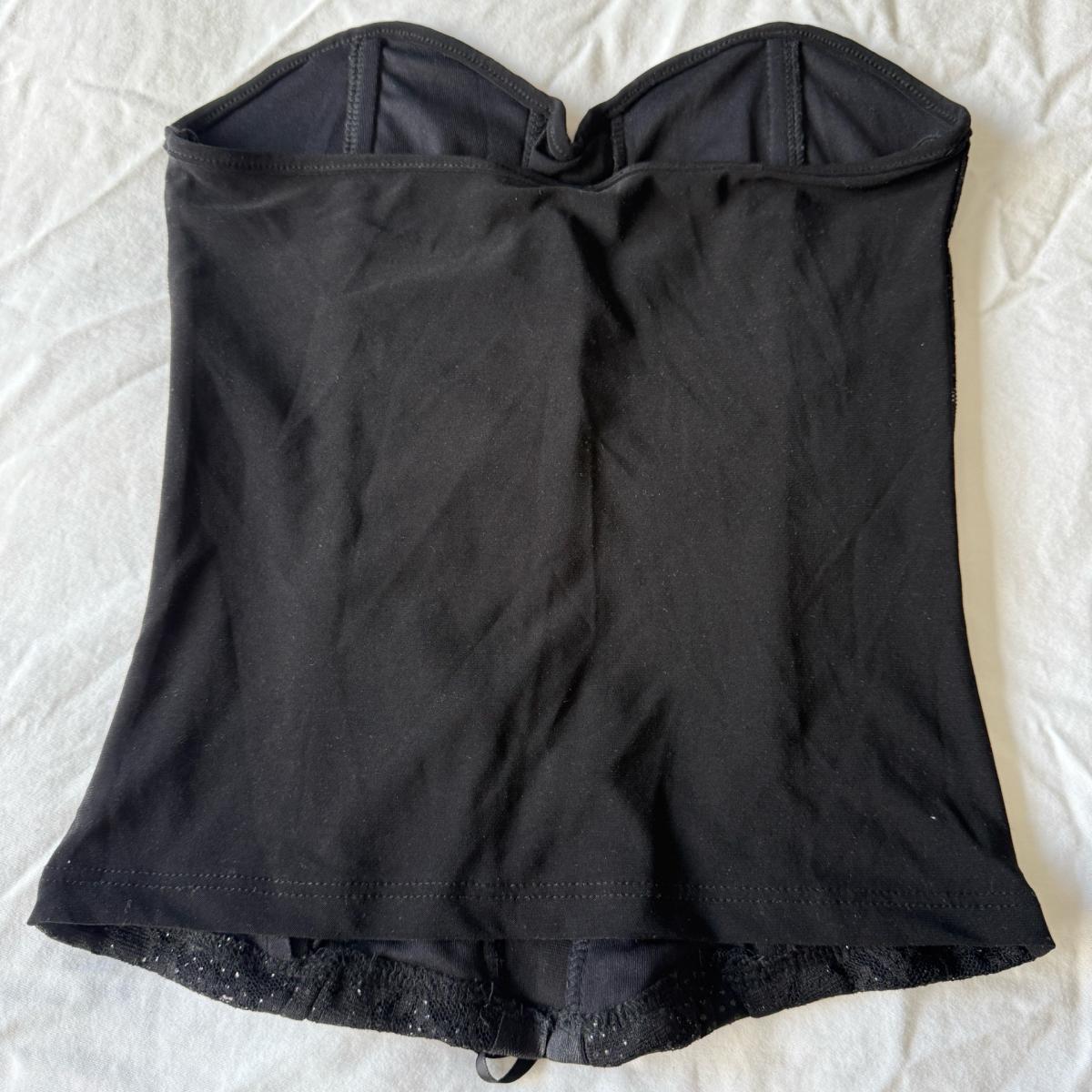 Black Lace Strapless Corset Bustier Top Boned Front Hook Clo