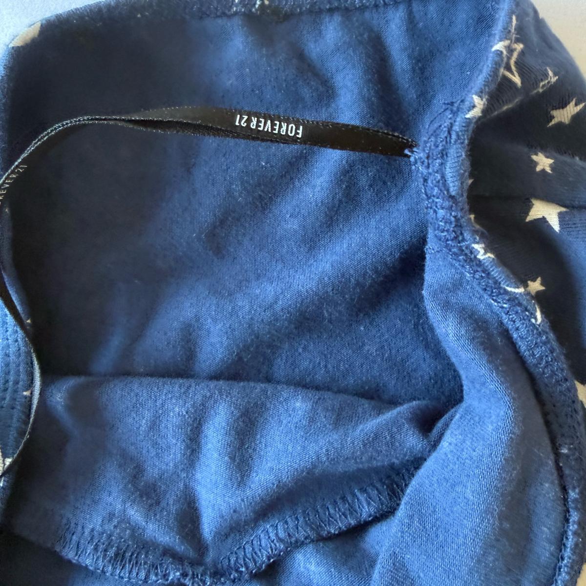 Y2K Navy Star Print Strapless Bandeau Top  Soft Stretch S