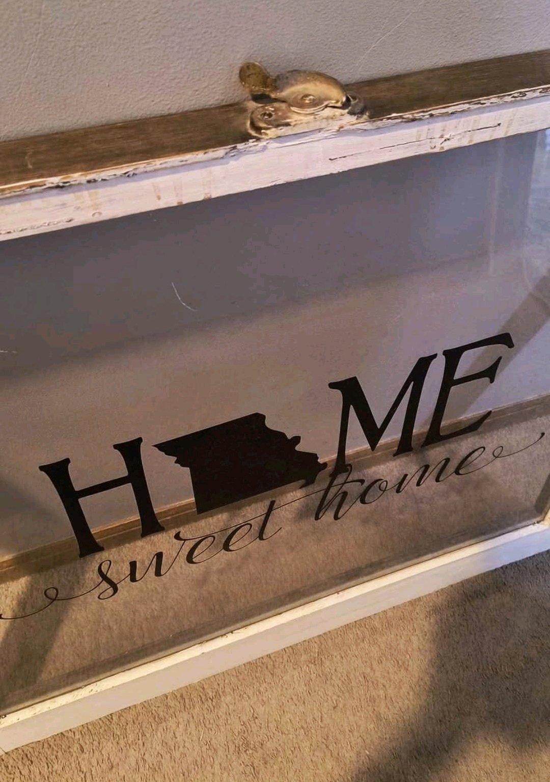 Vintage wooden window wall art Home Sweet Home Missouri