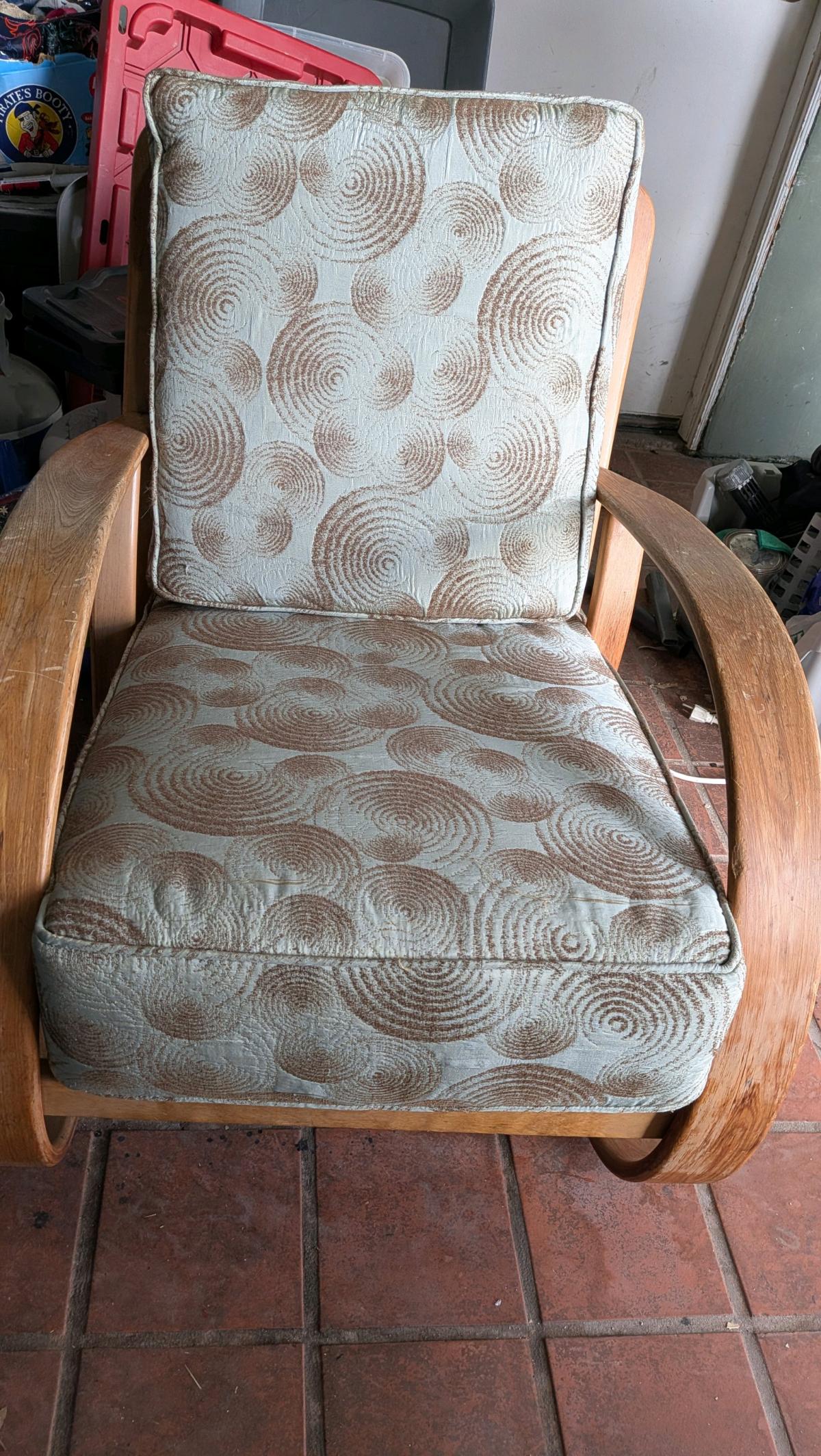 art deco wooden bent arm chair very popular