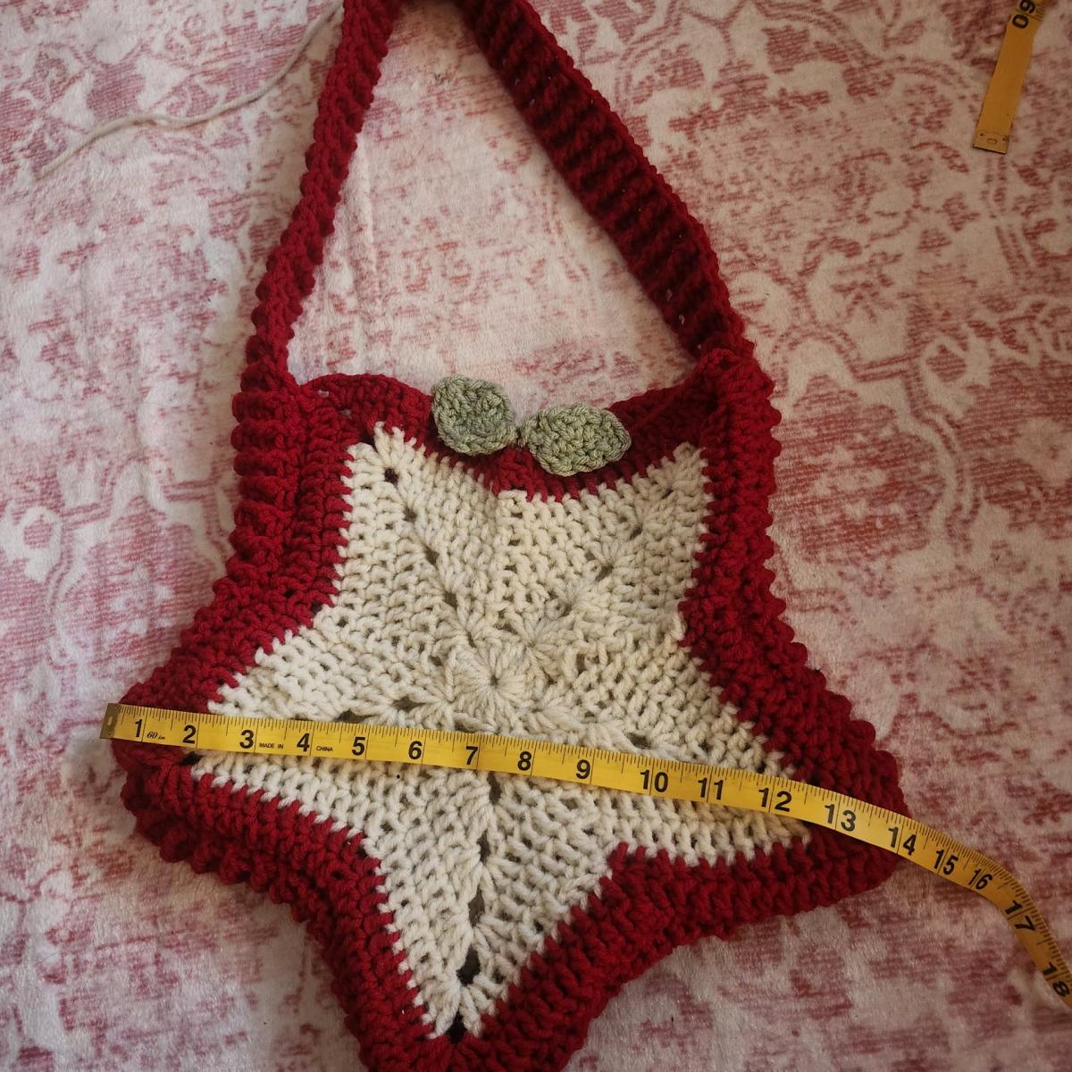 crochet apple themed bag