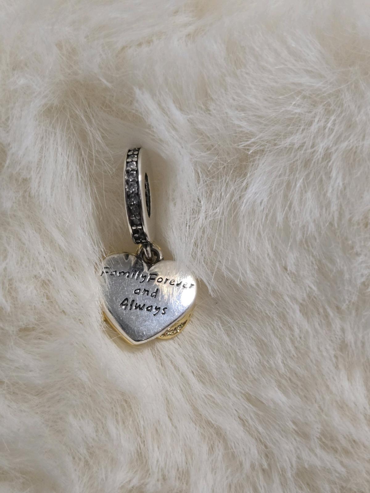 Sparkling Infinity Heart Dangle CharmSterling silver 14k gol