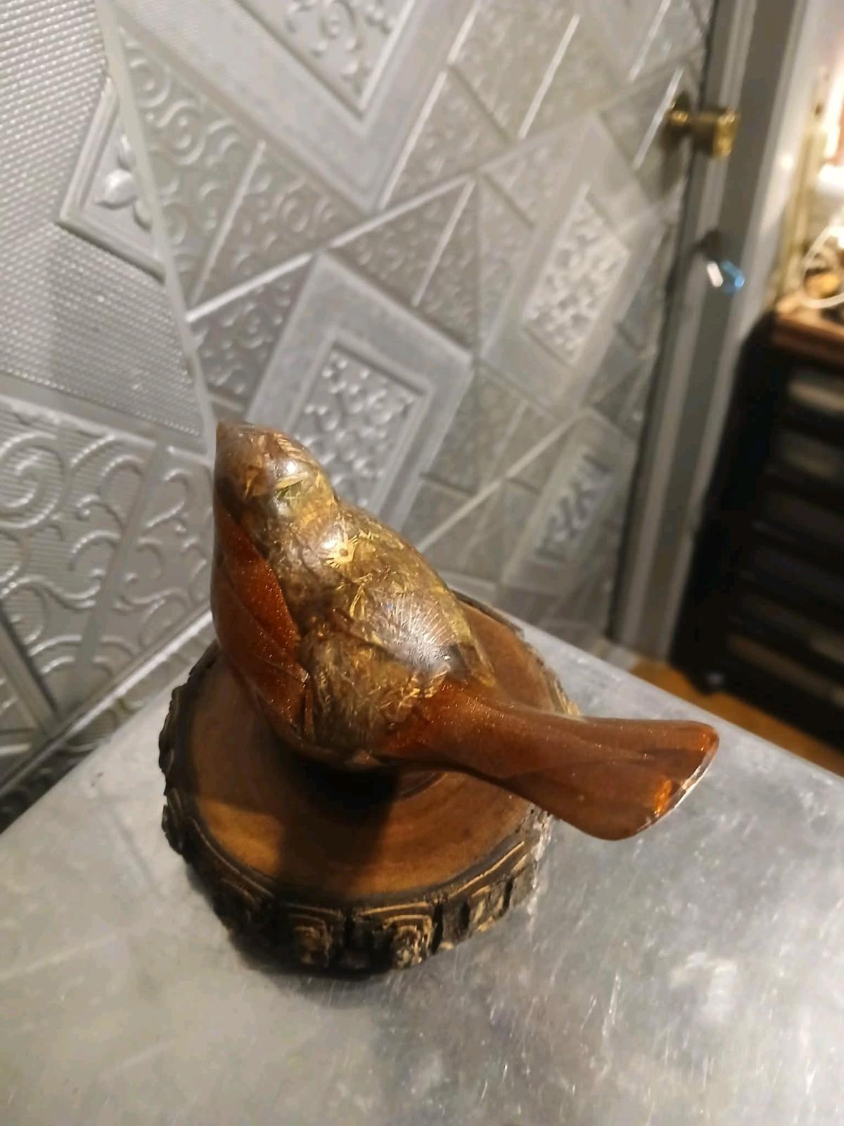 Bird Figurine Handmade Collectible Bird Wood Stand Art