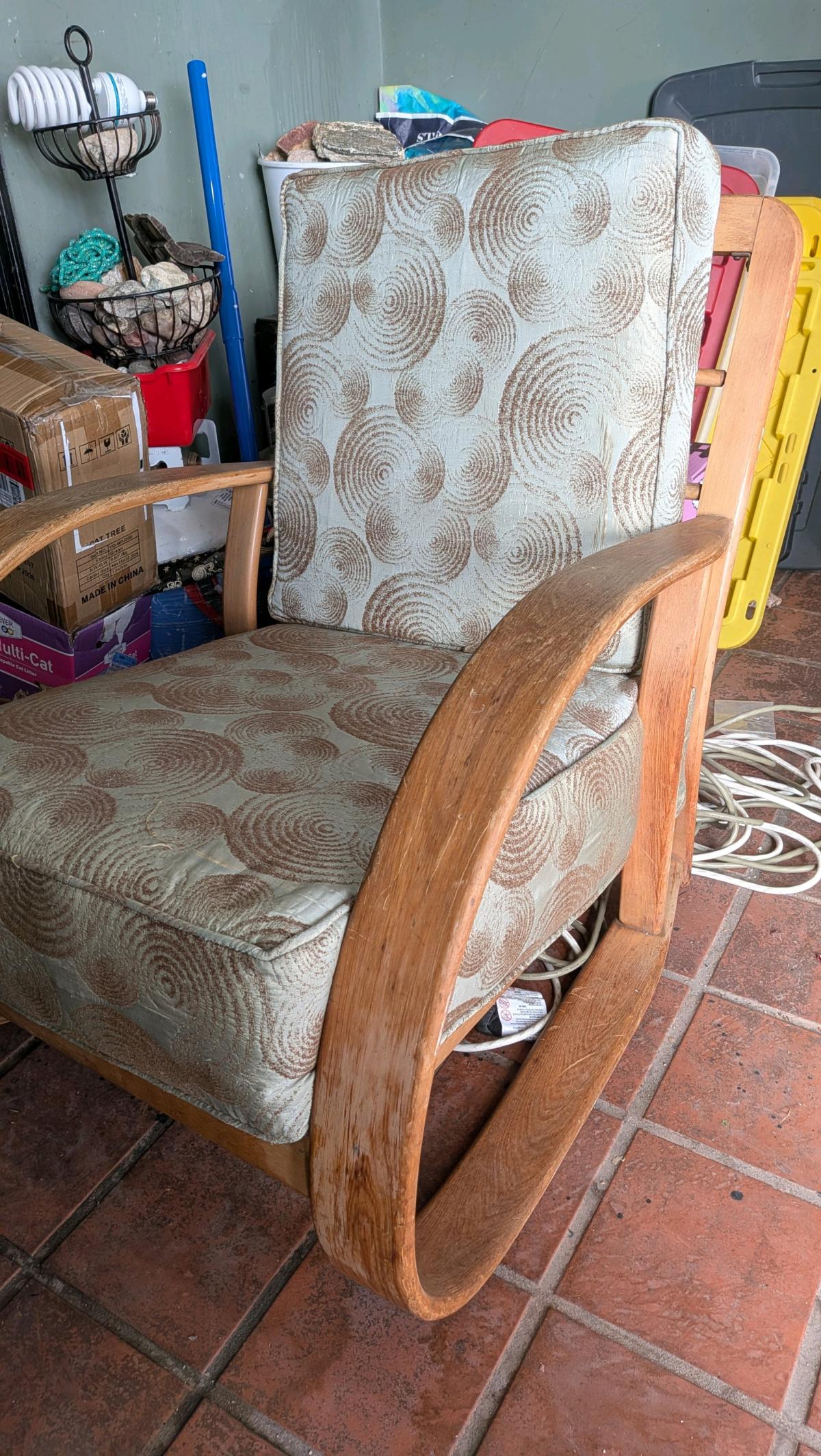 art deco wooden bent arm chair very popular