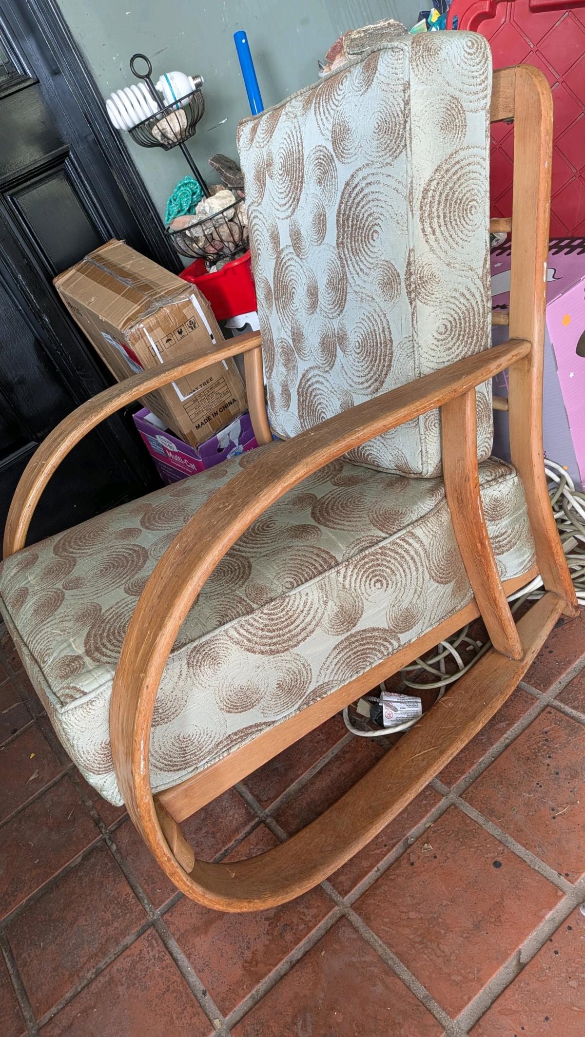 art deco wooden bent arm chair very popular