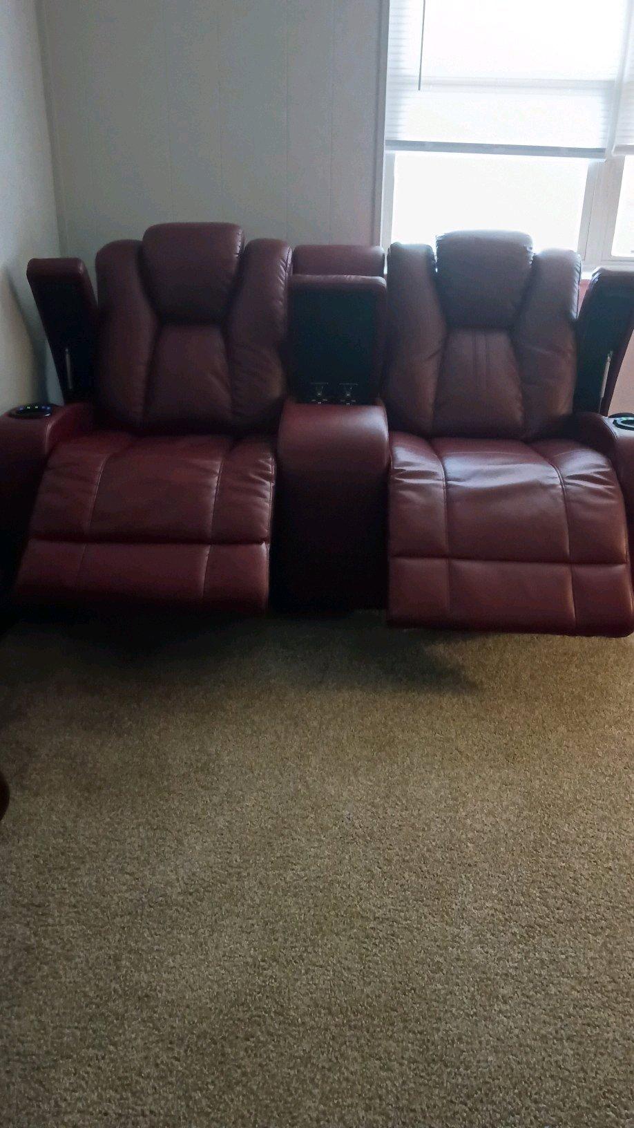 RTG Leather Recliner 3 Pcs Burgundy set