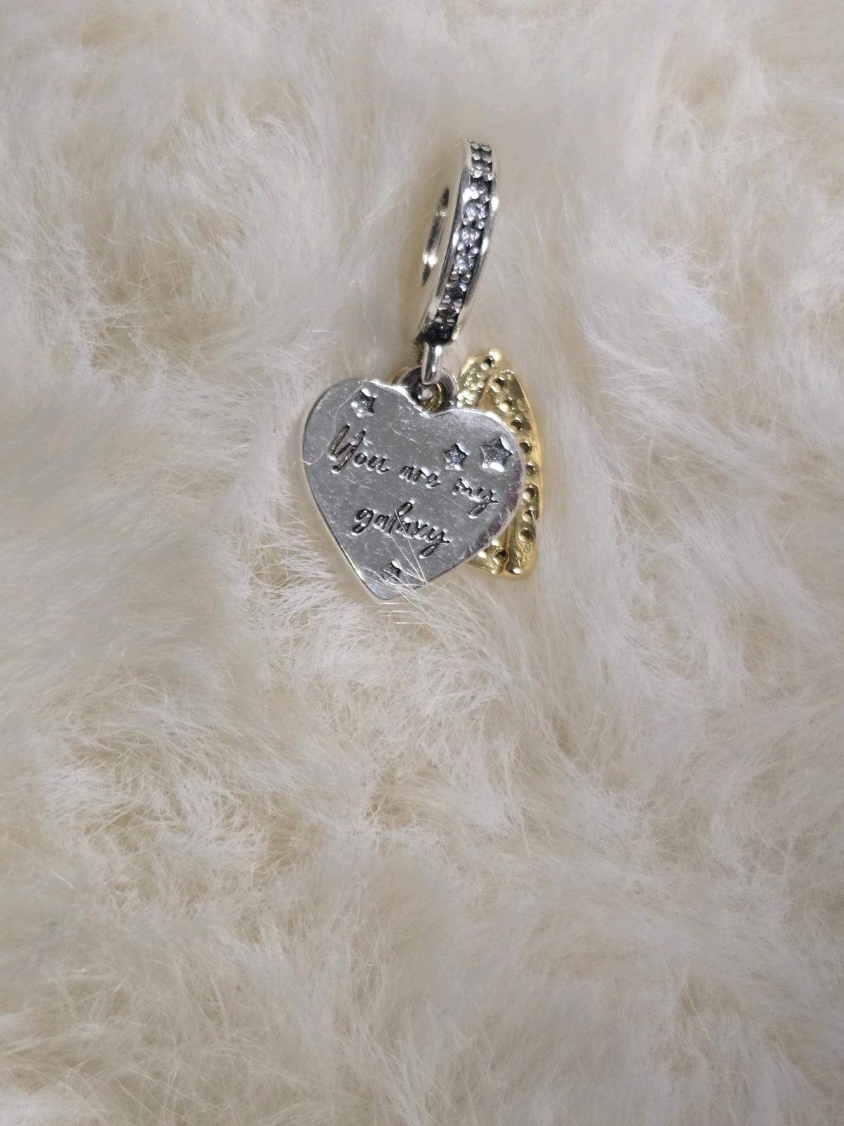 Shooting Star Hearts Double Dangle Charm for Pandora bracele