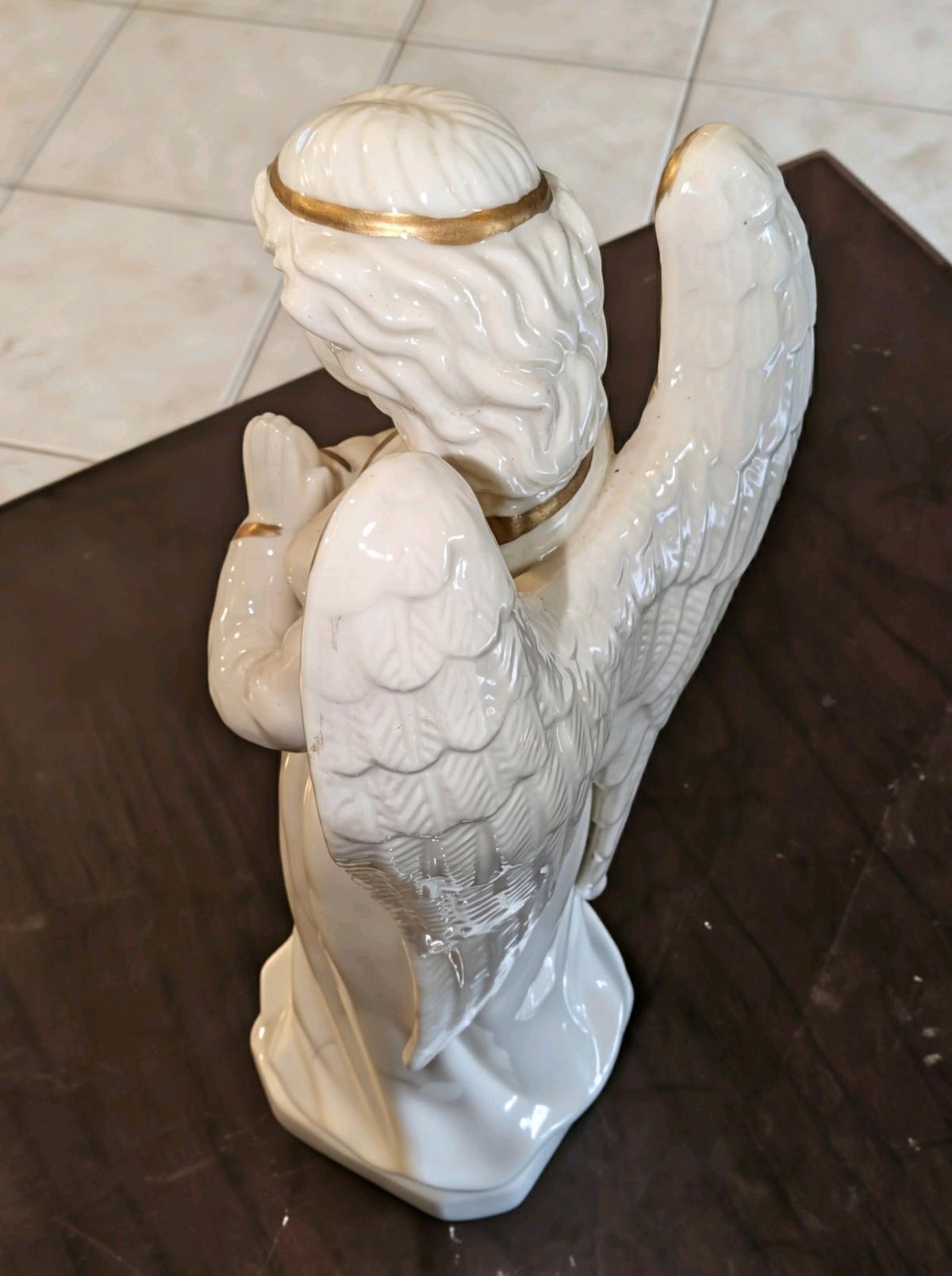 approximately 12in tall cream porcelain Angel 3 lb gold trim