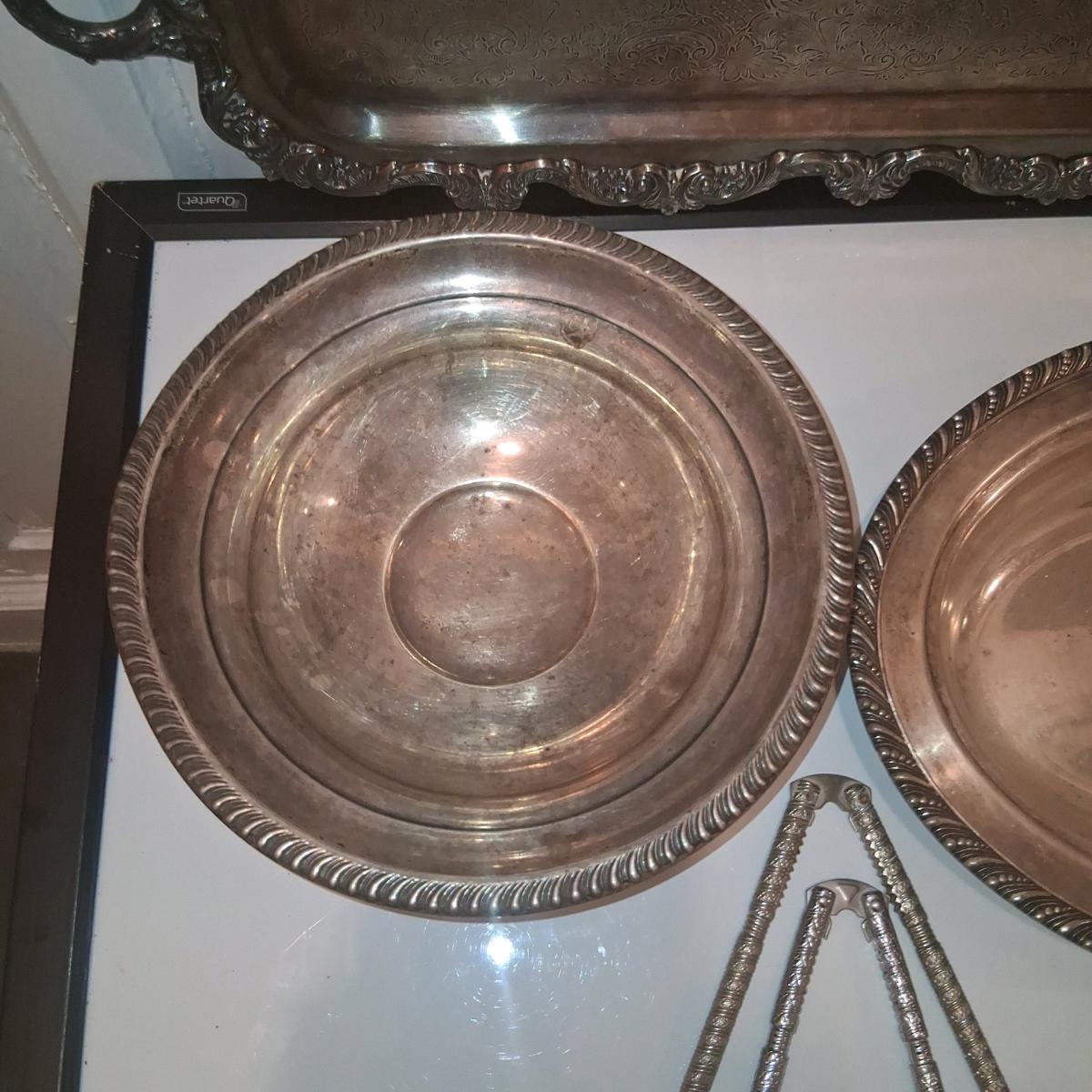 Gleaming Vintage Silverplate Entertaining Bundle  Poole Old