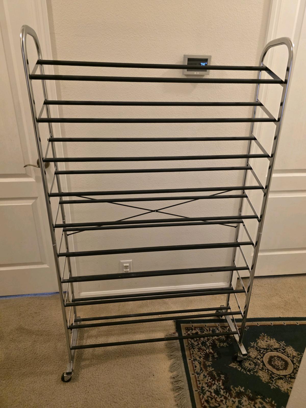 50Pair Shoe Rack Organizer a rolling metal shoe storage unit