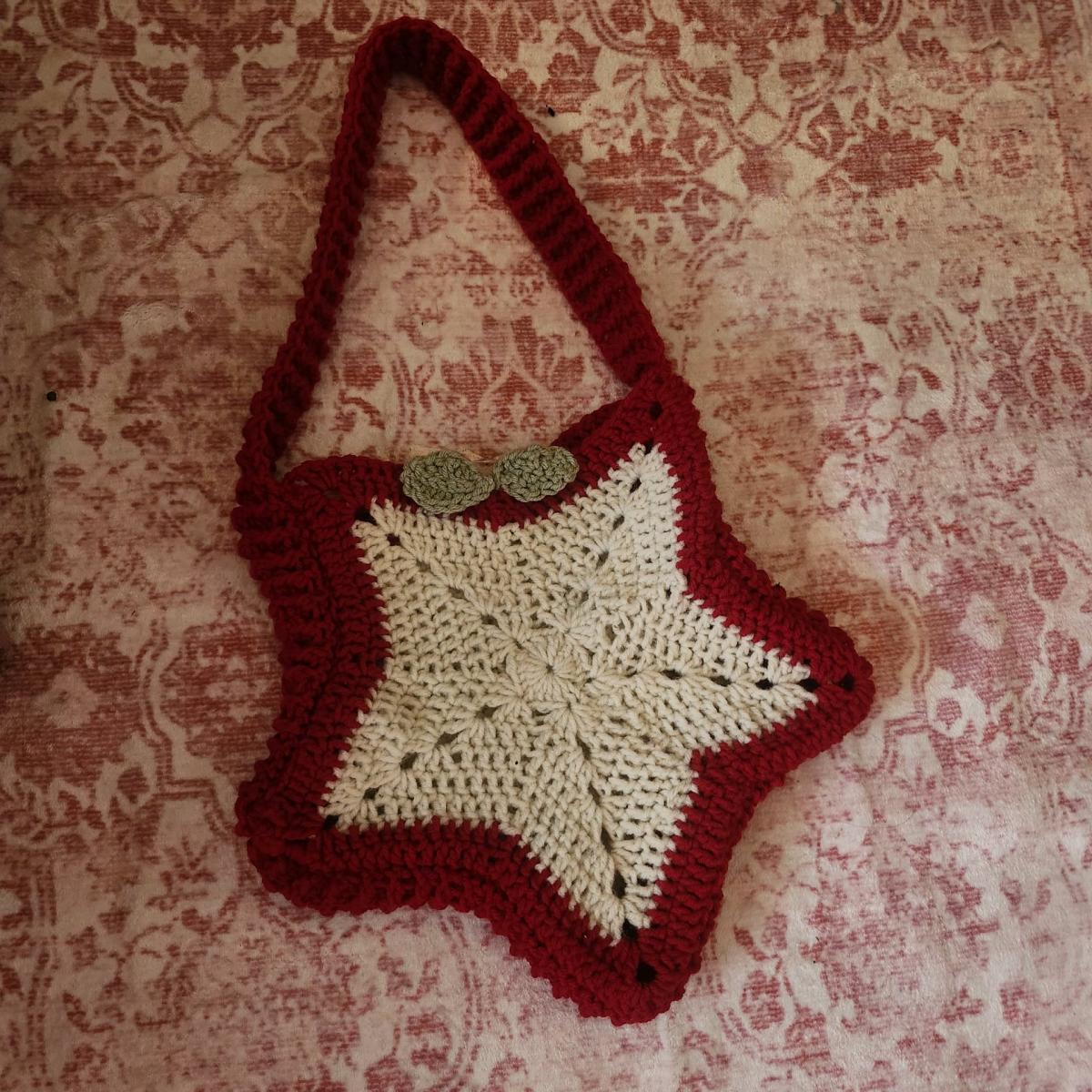 crochet apple themed bag