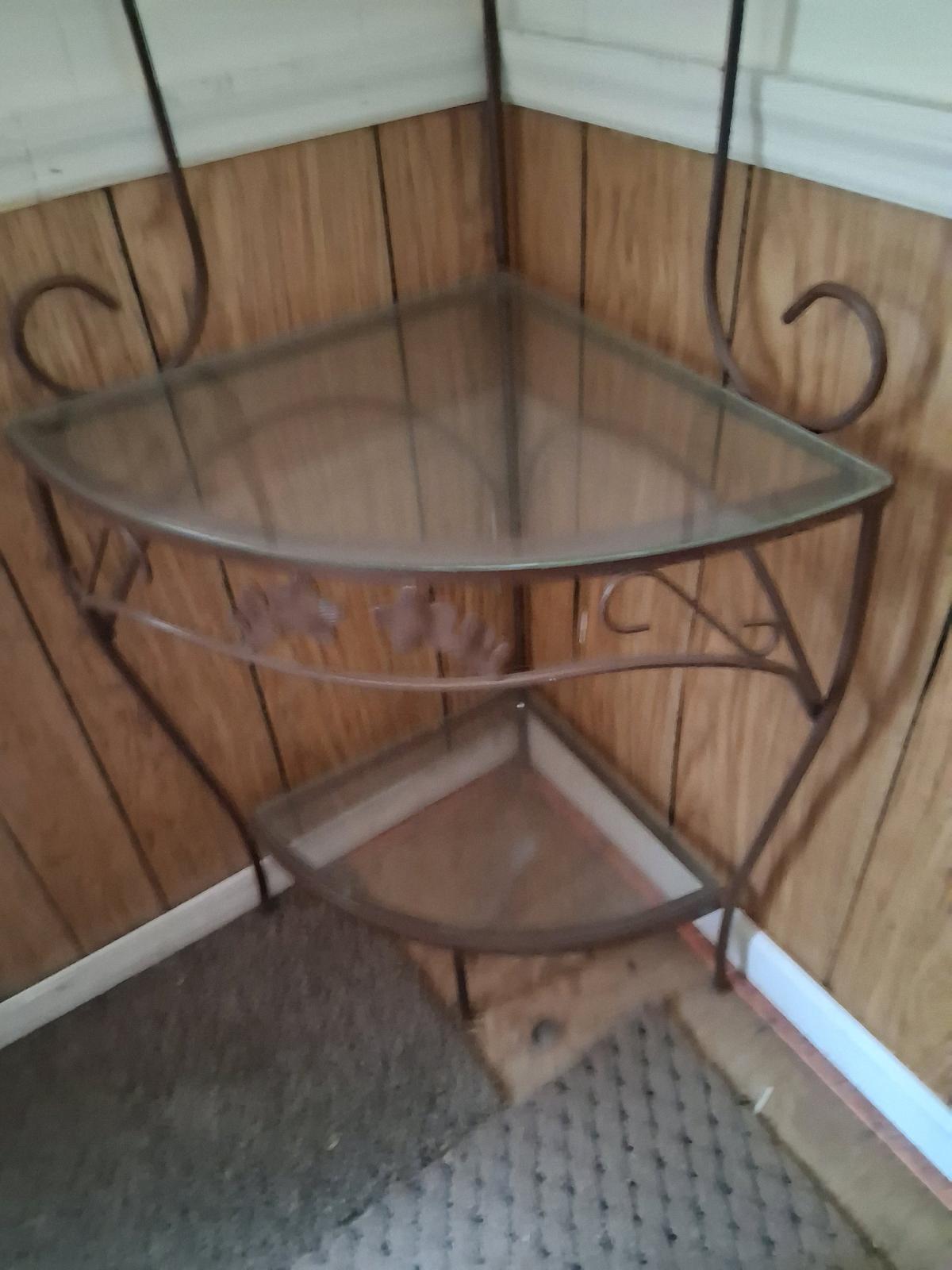 Black metal glass corner table