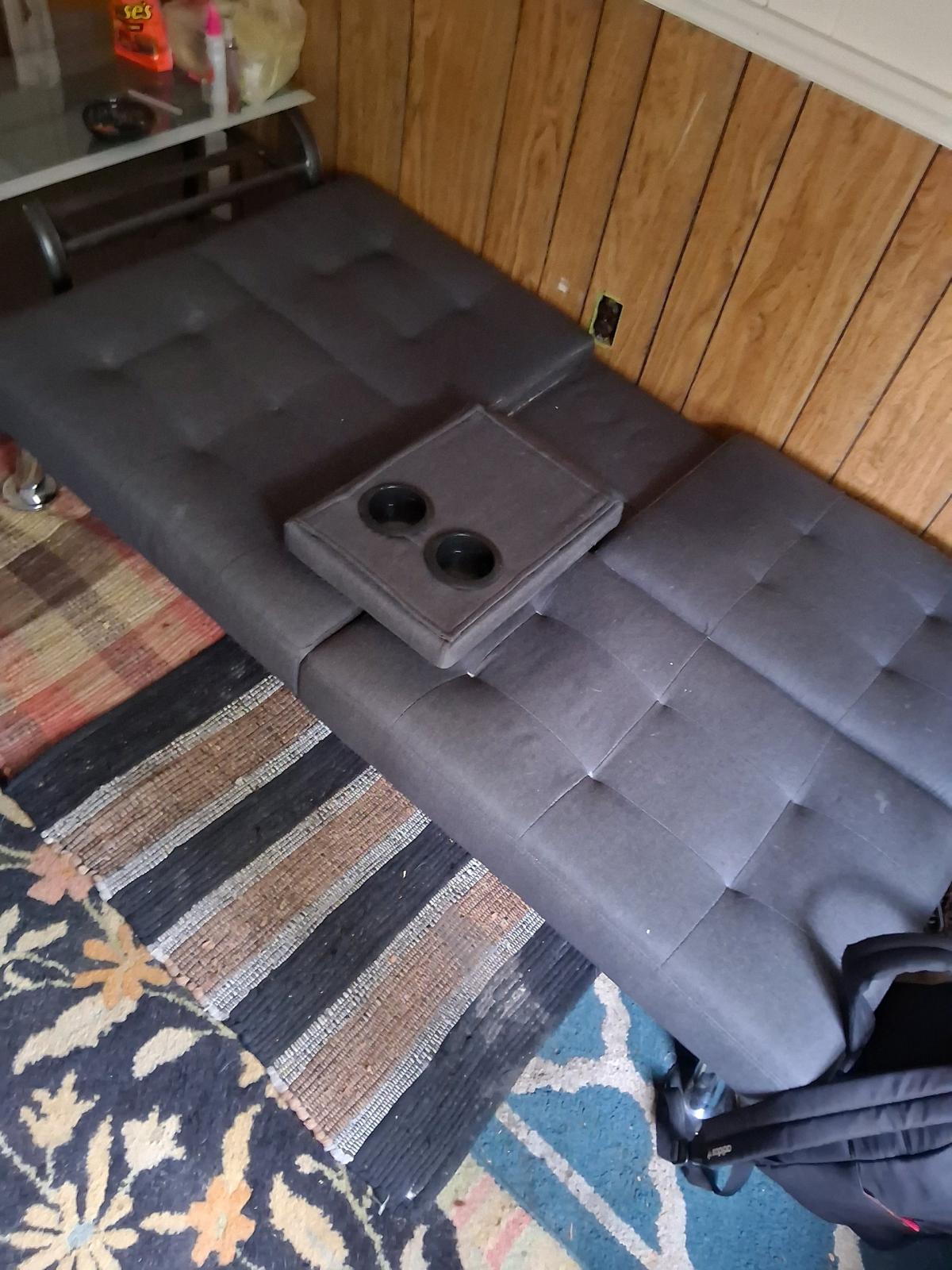 2 person futon with builtin cup holders