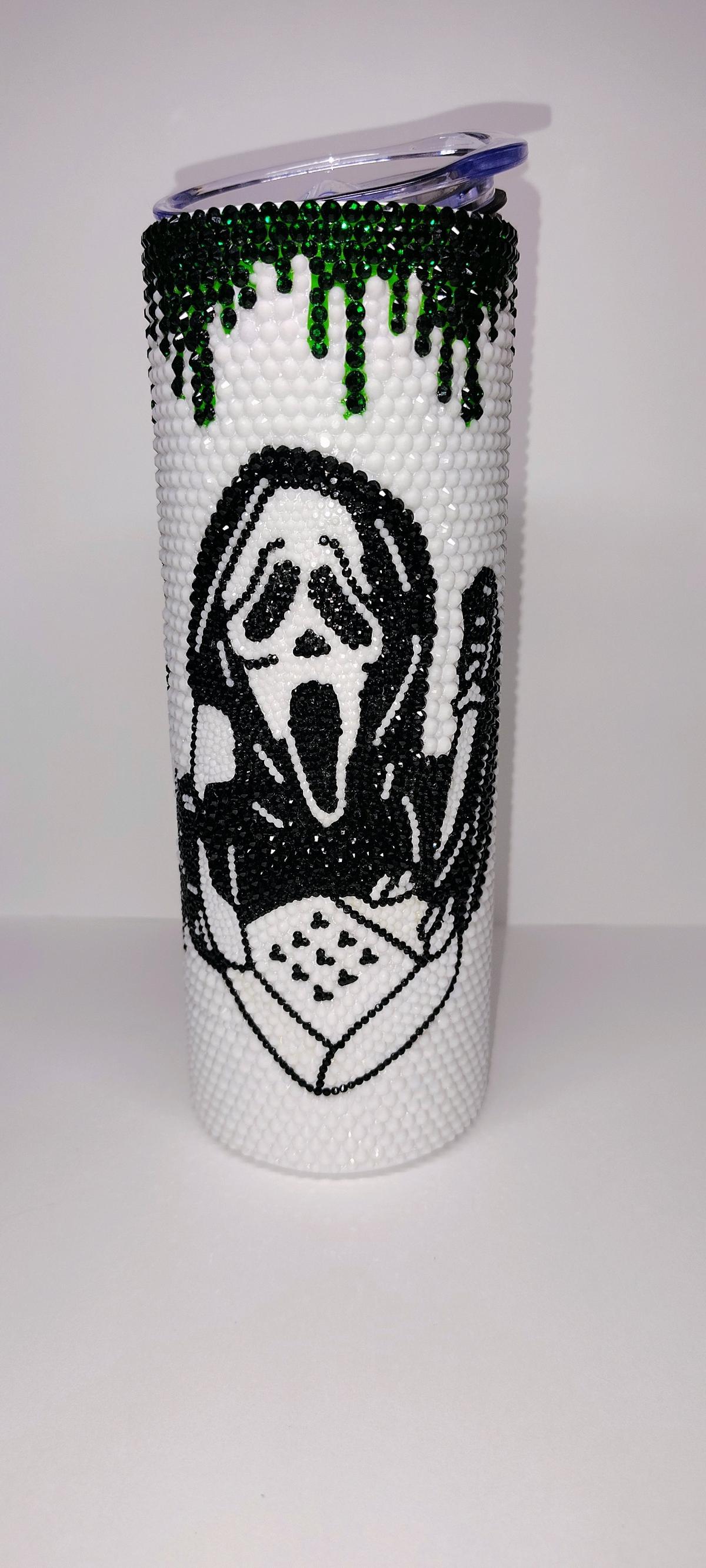 Handmade Ghost face Rhinestone tumbler