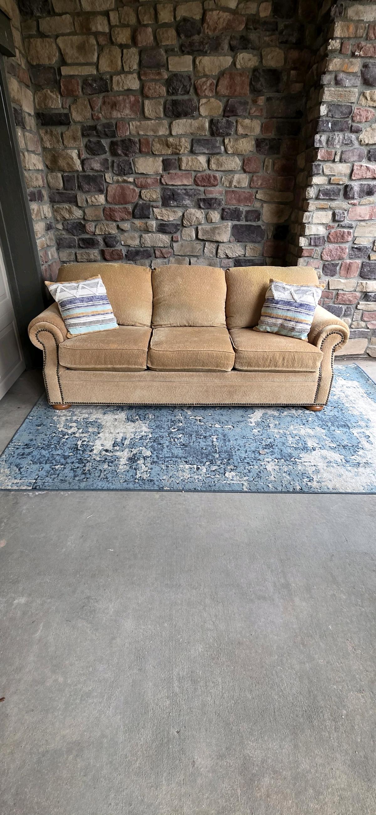 Genuine Flexsteel Tan 3seater couch with nailhead trim