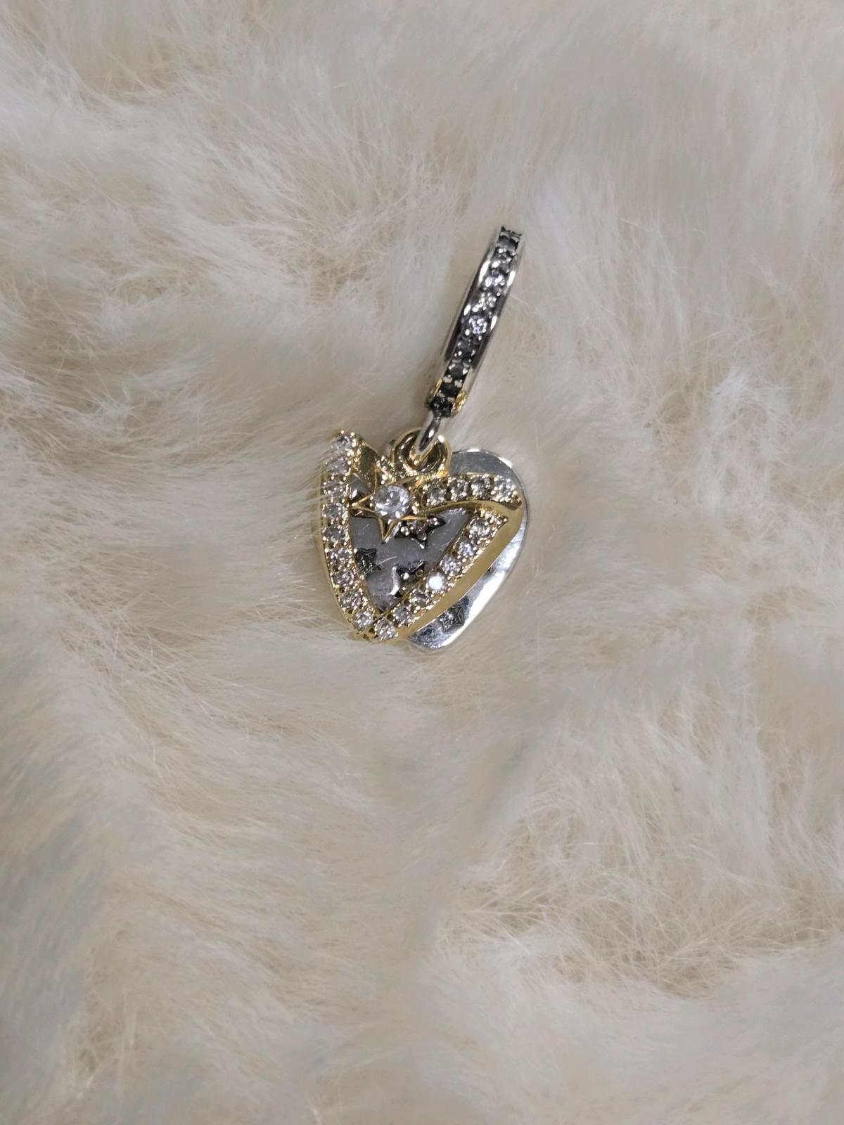 Shooting Star Hearts Double Dangle Charm for Pandora bracele