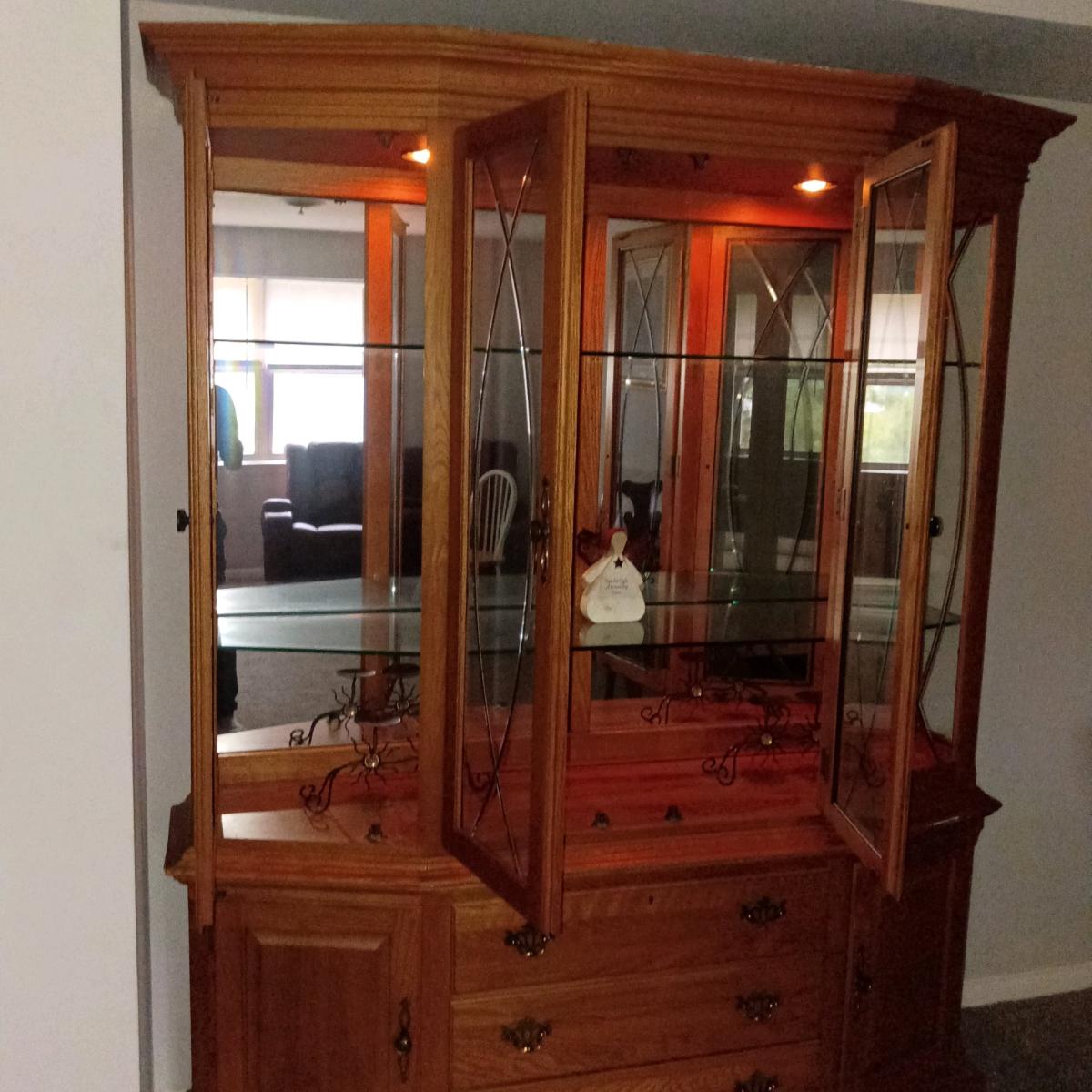 Two Pc Cuba cabinet with glass shelves