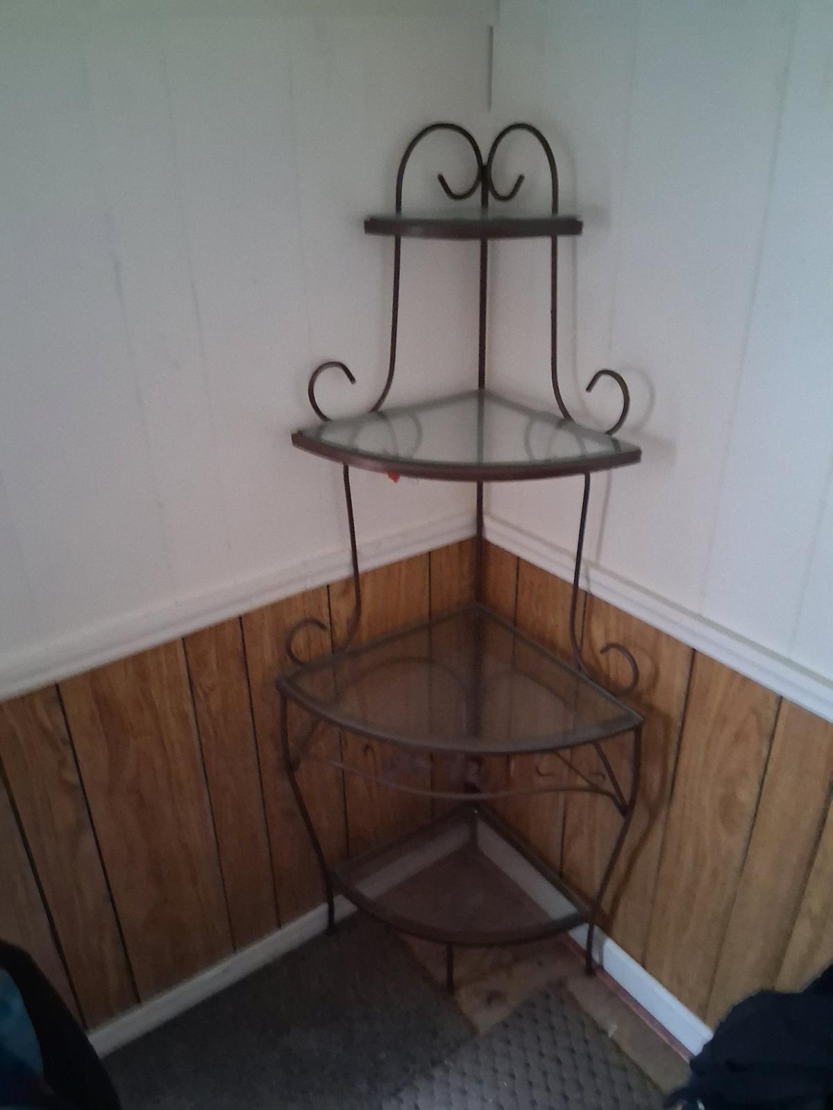 Black metal glass corner table