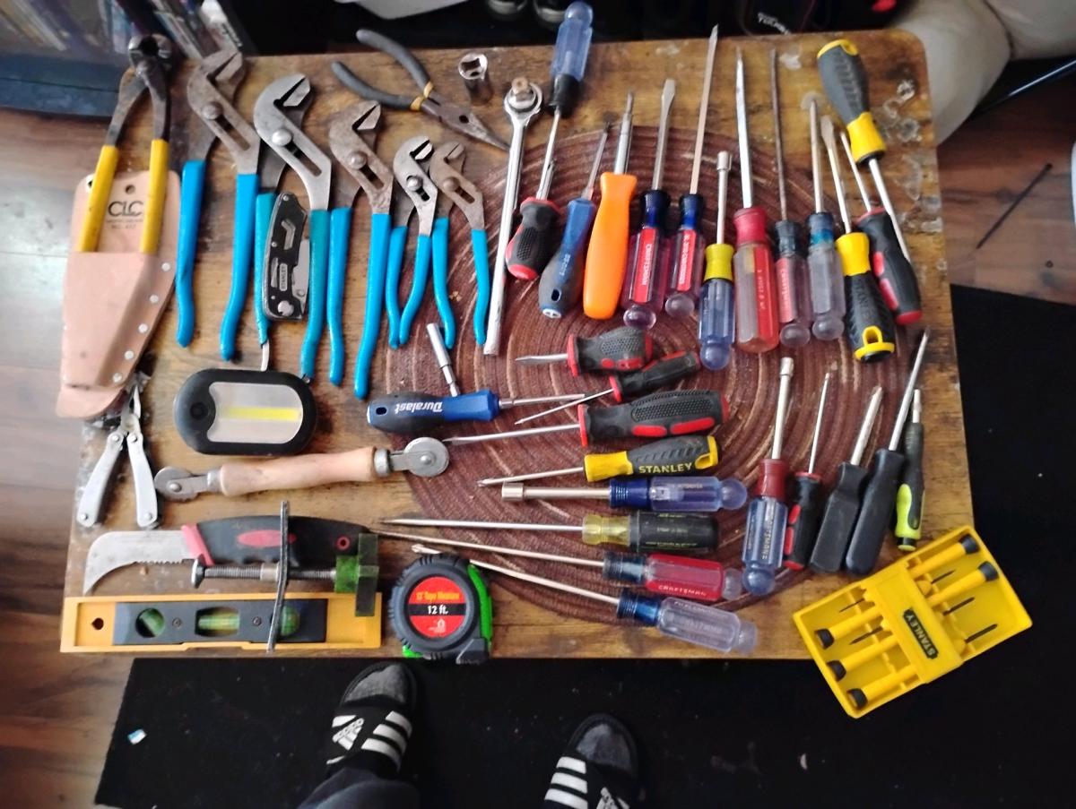 just a big lot of screwdrivers pliers and random stuff