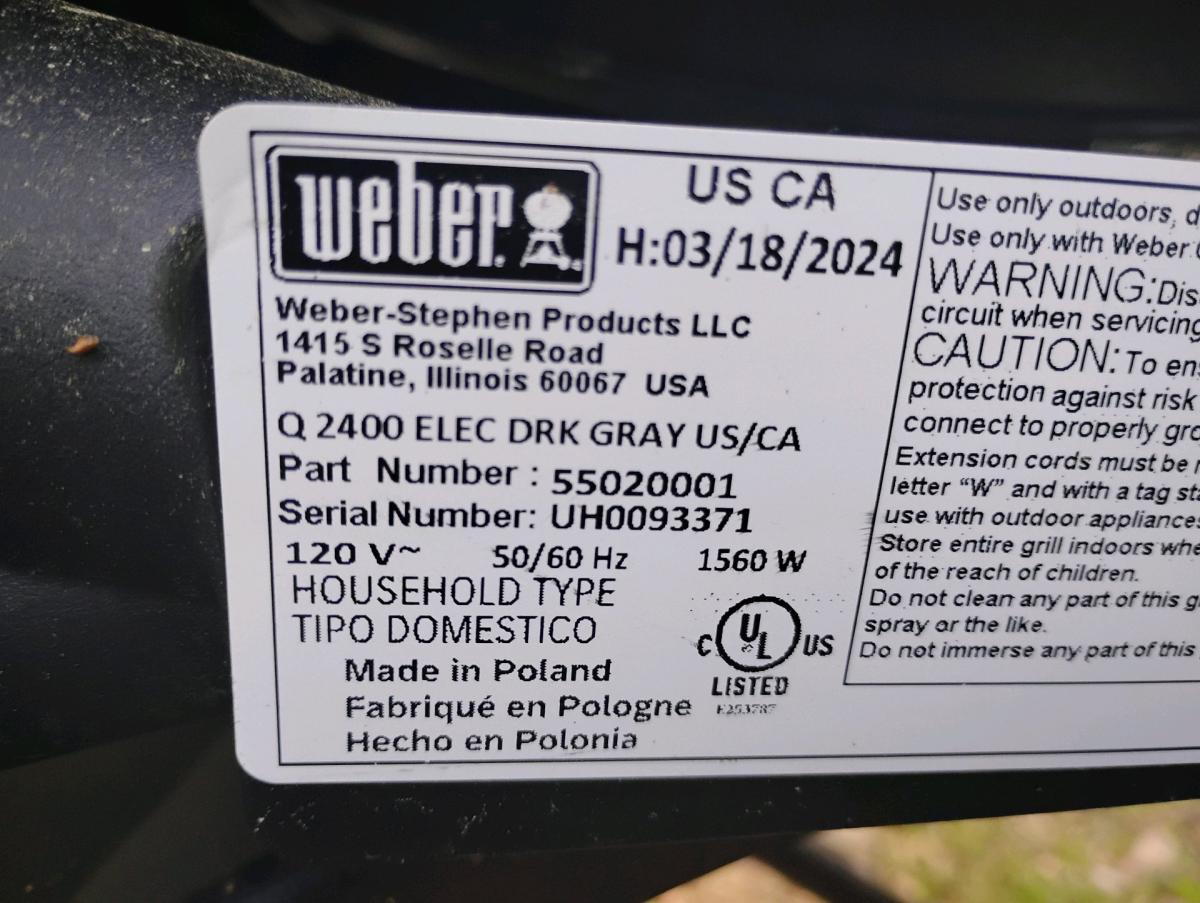 Weber Electric 2400 with cart