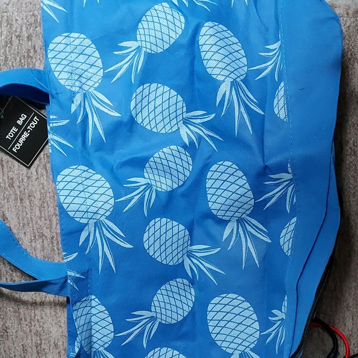 Greenbrier International Tote Blue AllOver Pineapple Print F