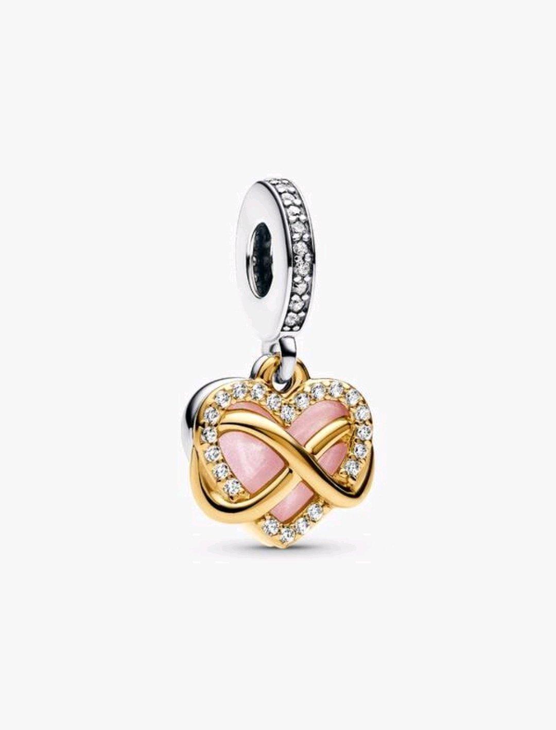 Sparkling Infinity Heart Dangle CharmSterling silver 14k gol