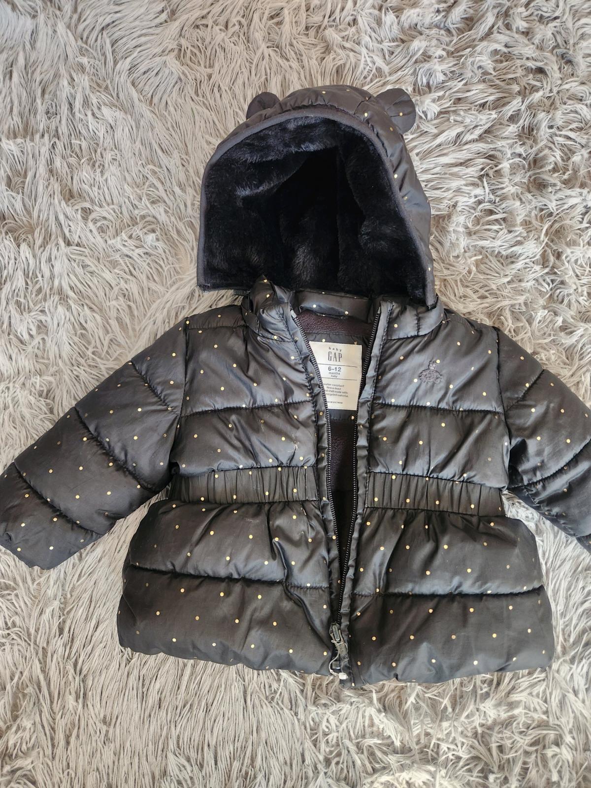 GAP Black Toddler Puffer Jacket with Gold Dot Print