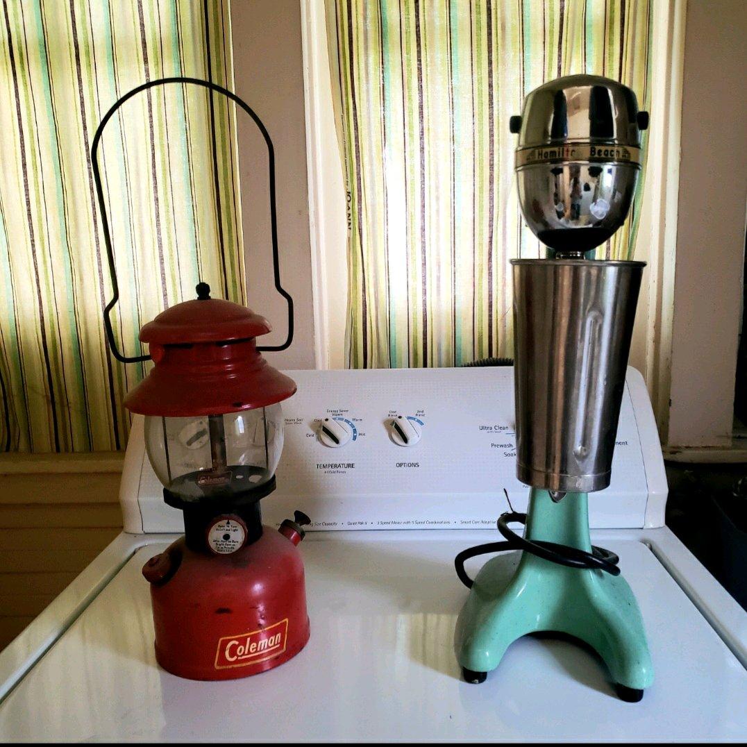 Hamilton milkshake mixer Coleman lantern