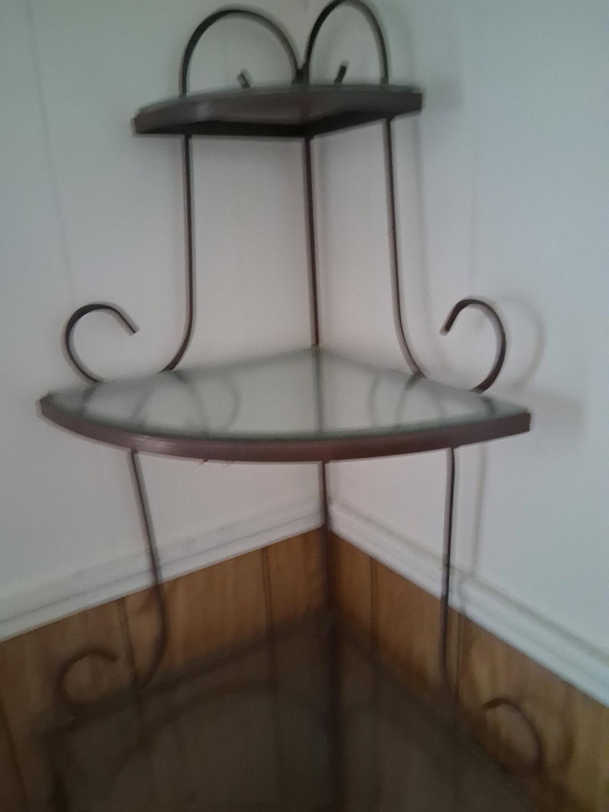 Black metal glass corner table