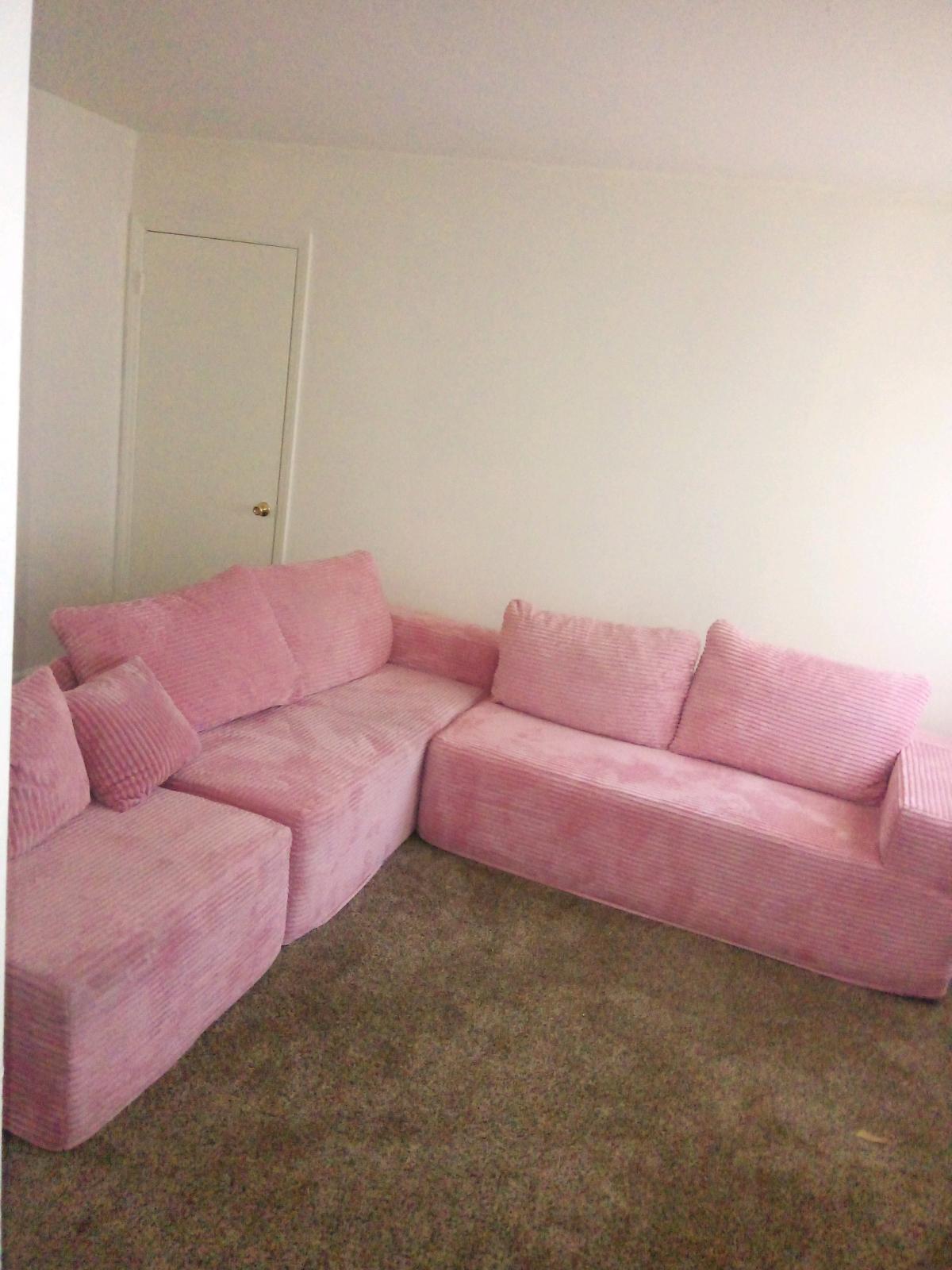 Pink Cloud Boneless L Shaped Sectional
