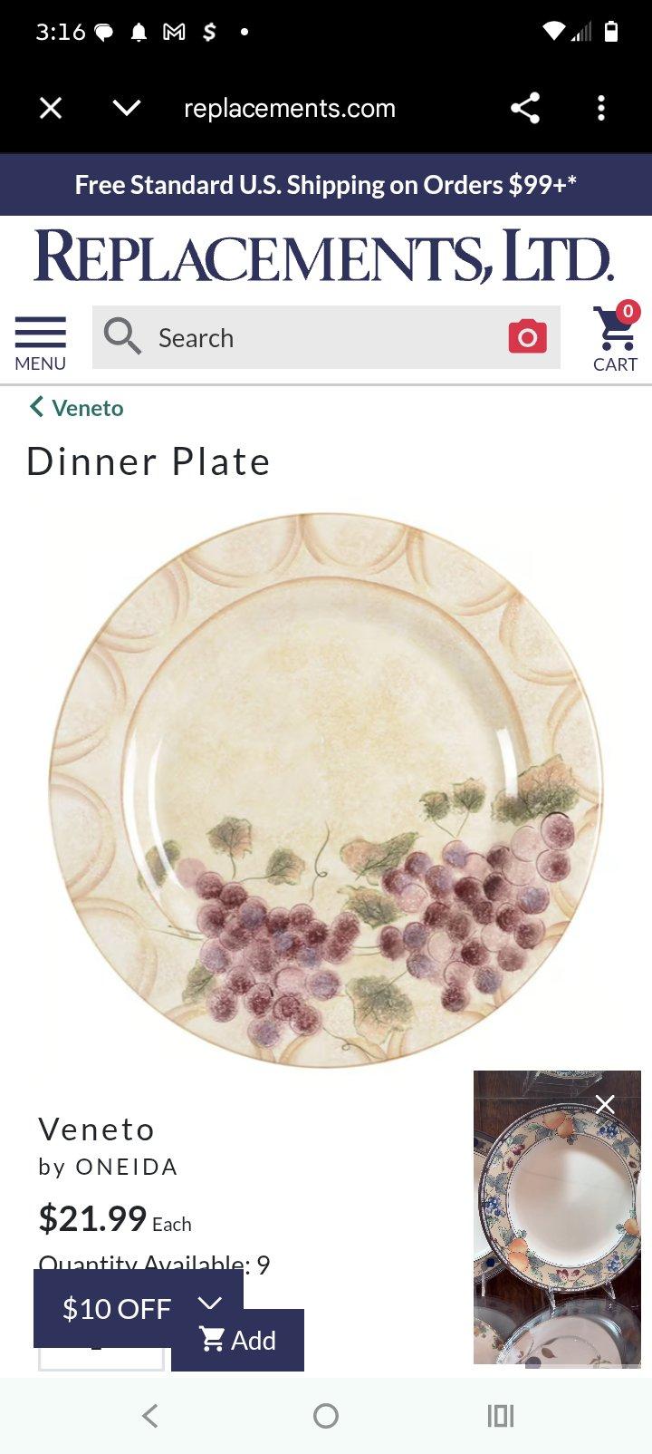 oneida VENETO dishwasher and microwave safe