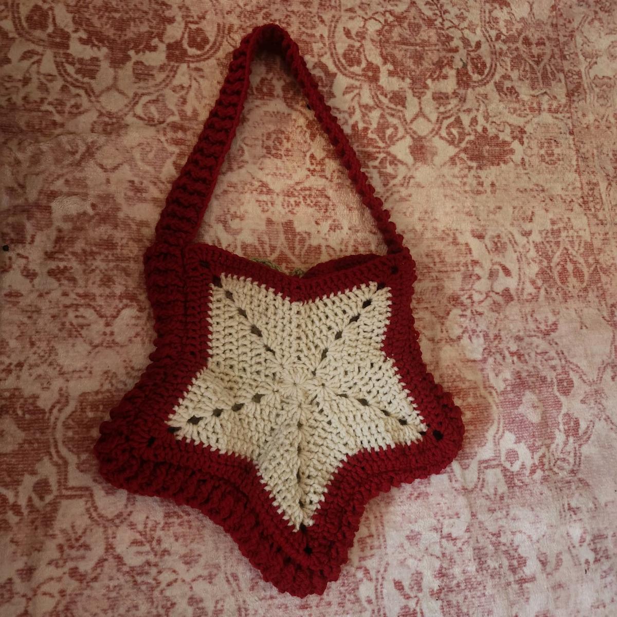 crochet apple themed bag
