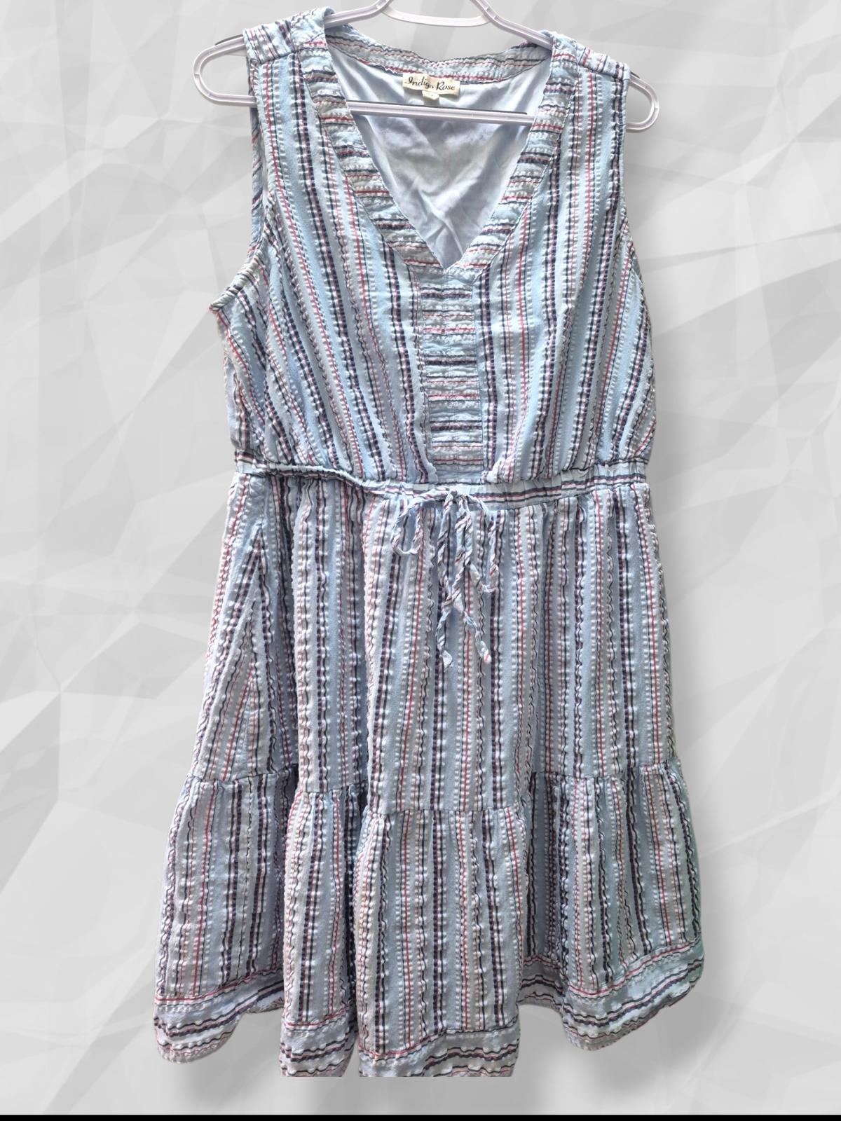 Women Blue Striped Sleeveless Dress Size1X Plus Size 16W
