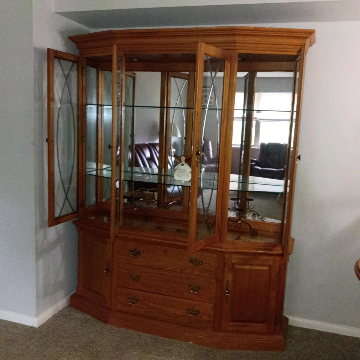 Two Pc Cuba cabinet with glass shelves