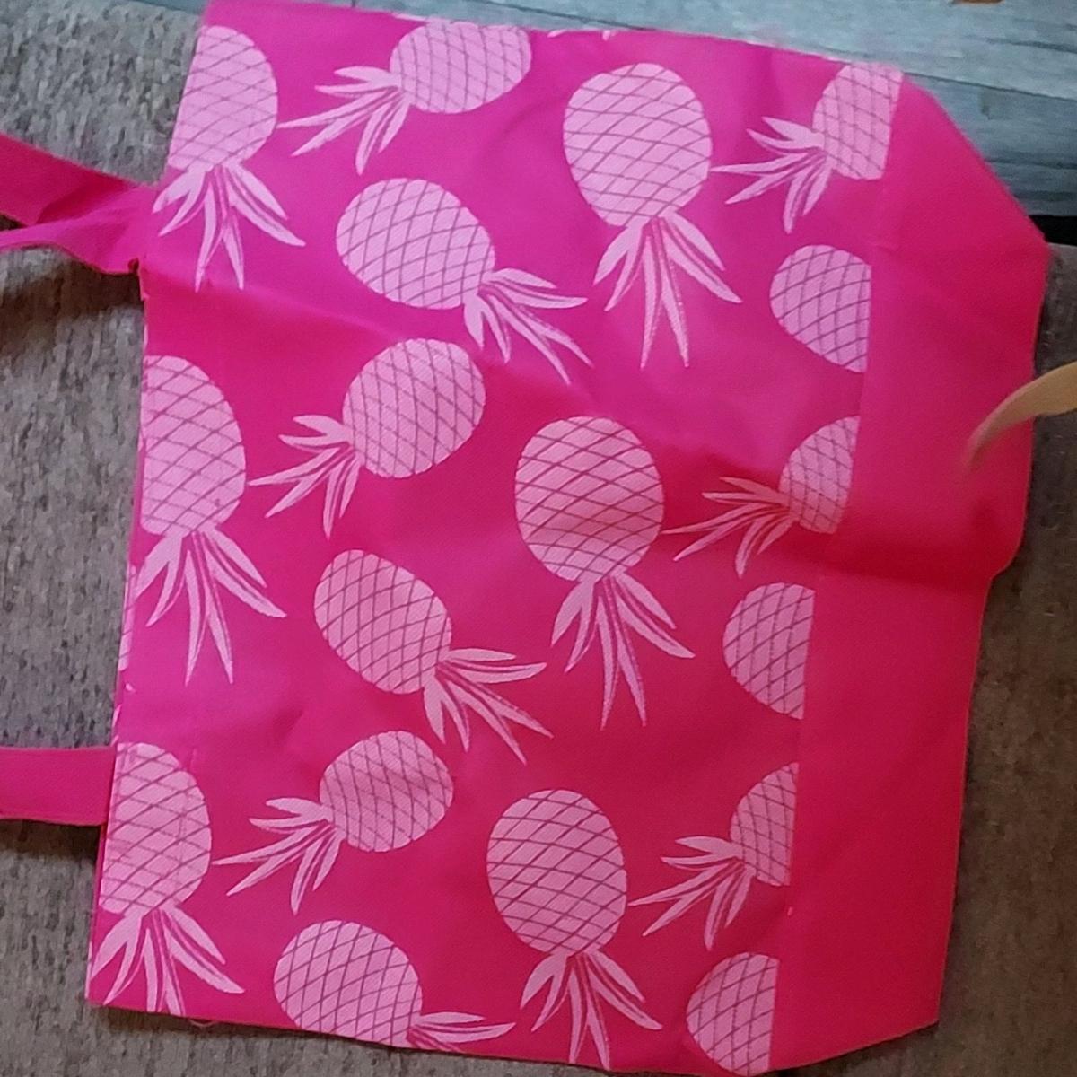Pink Pineapple Pattern Foldable Plastic Reusable Shopping Ba