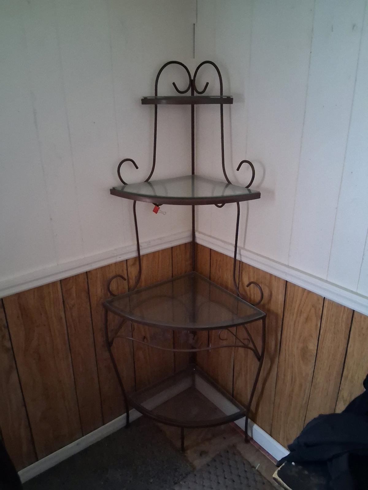 Black metal glass corner table