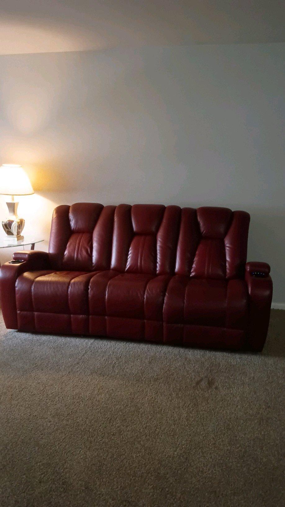 RTG Leather Recliner 3 Pcs Burgundy set
