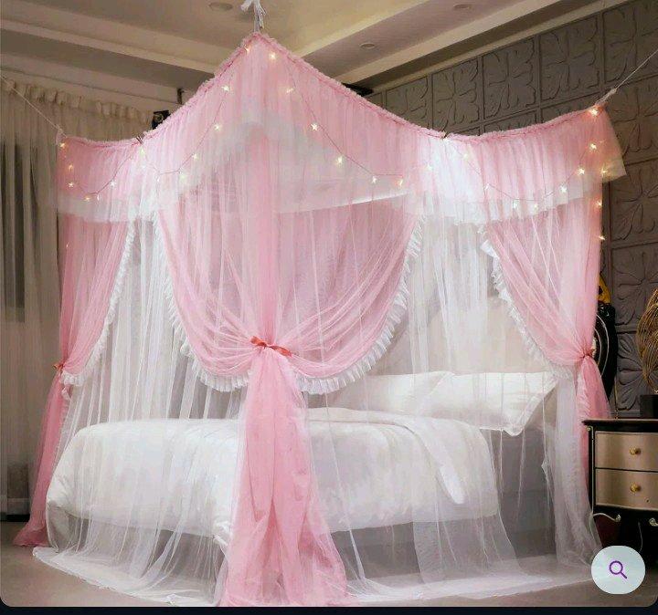 4 Corners Post Ruffle Princess Bed Canopy