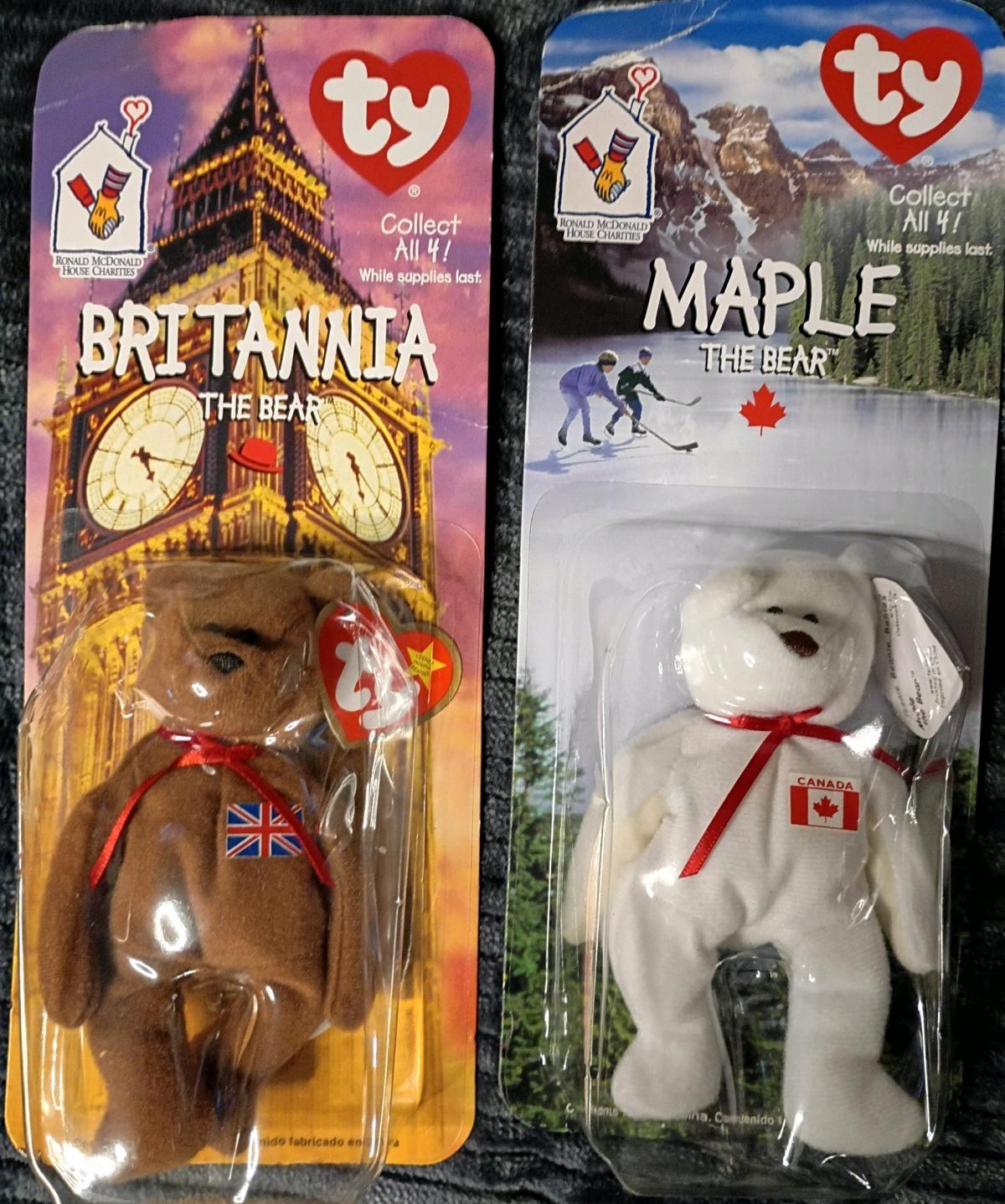 set of four McDonalds beanie babies bears around the world