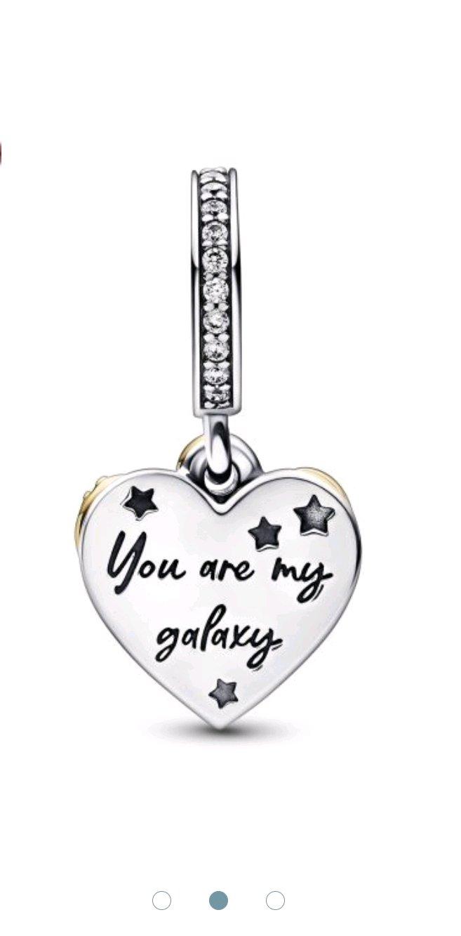 Shooting Star Hearts Double Dangle Charm for Pandora bracele