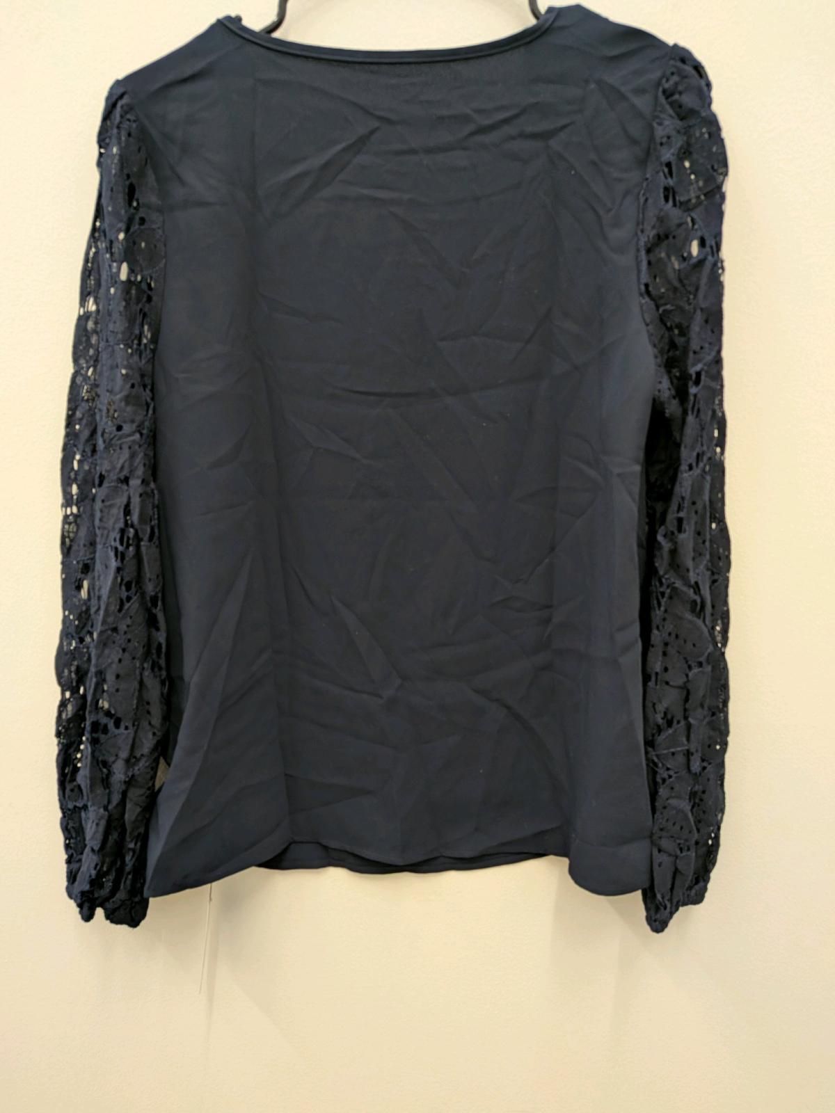 Cupshe Navy Lace Sleeve Blouse Womens Medium Elegant Long Sl