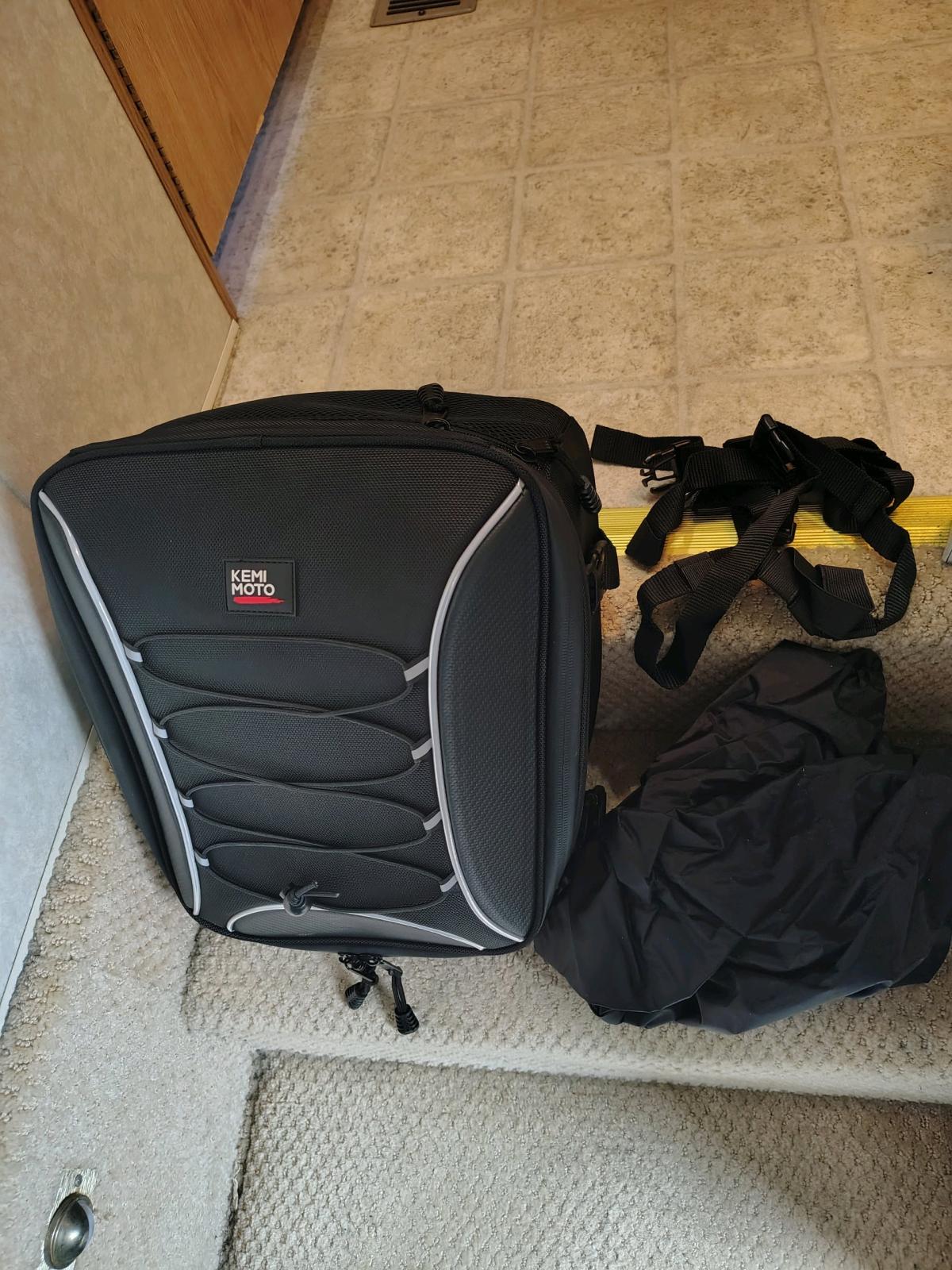 New motorcycle tail bag with rain cover