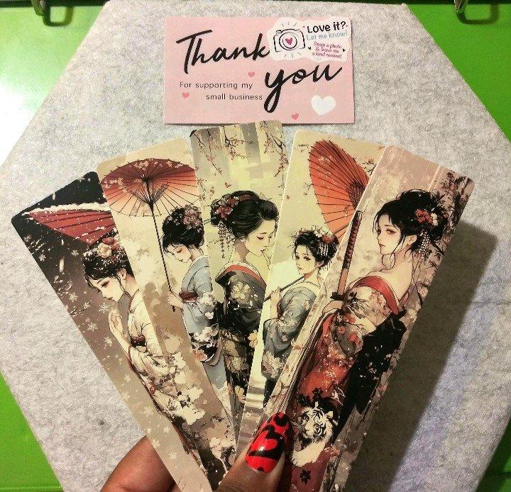 Handmade Japanese Geisha Bookmark Bundle Set of 5