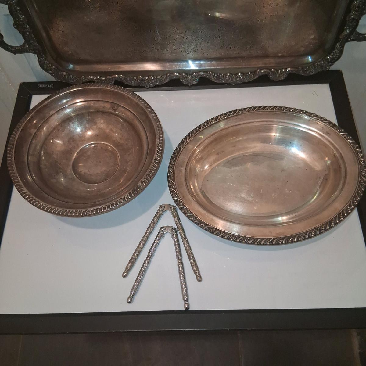 Gleaming Vintage Silverplate Entertaining Bundle  Poole Old