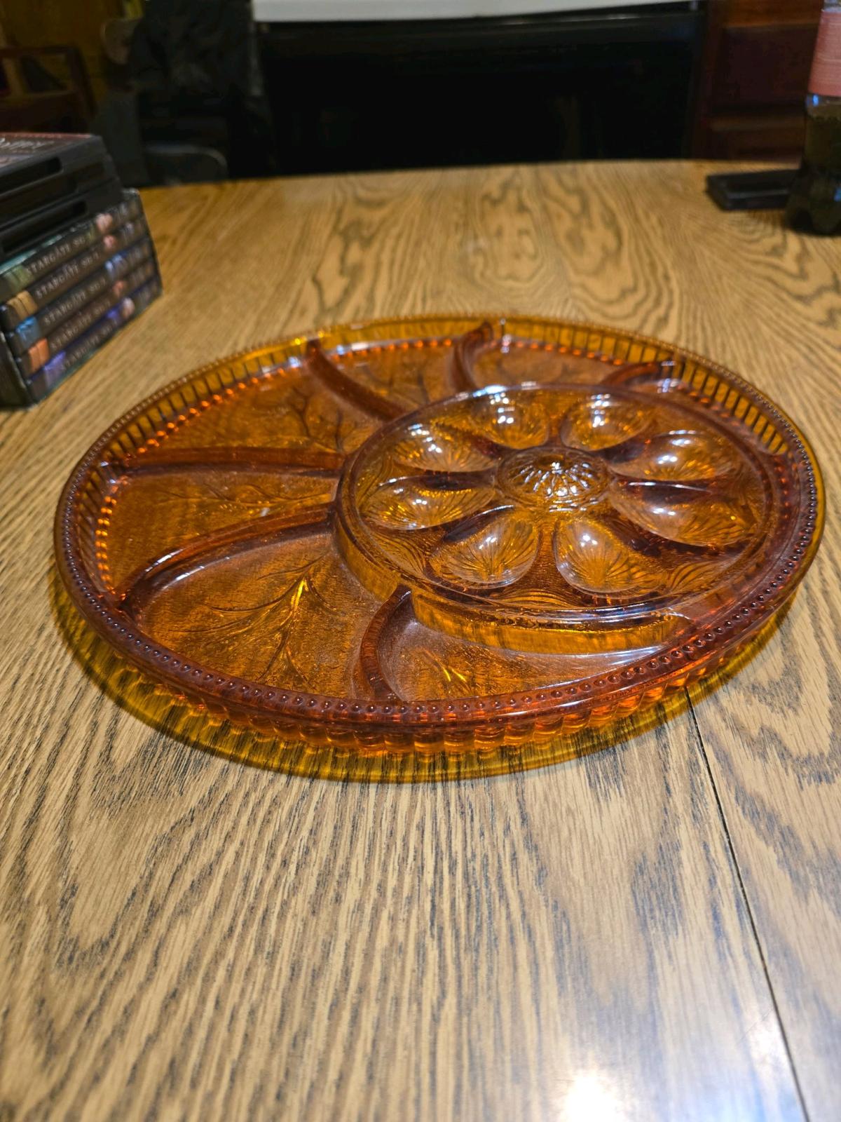 amber Indian deviled egg and relish tray