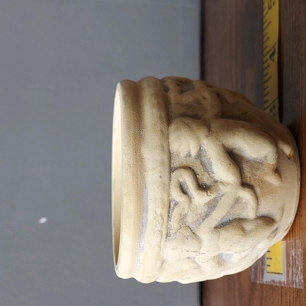 Beige Ceramic Round Planter Pot Pottery Made 21st Century De