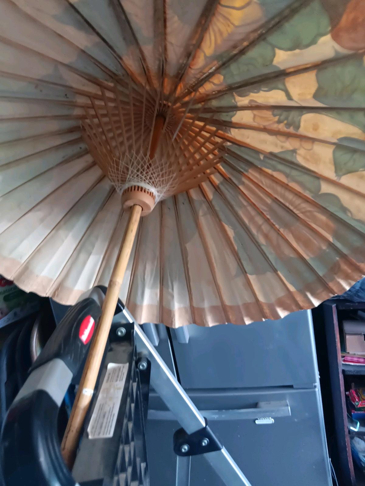 handpainted bamboo umberella with yellow flowers