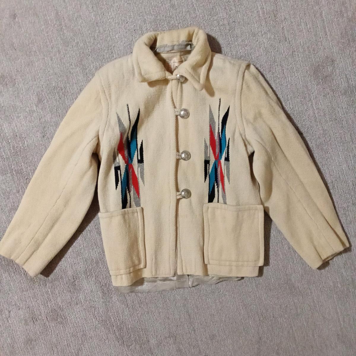 Rare 1940s Chimayo Wool SW Indian Blanket Jacket